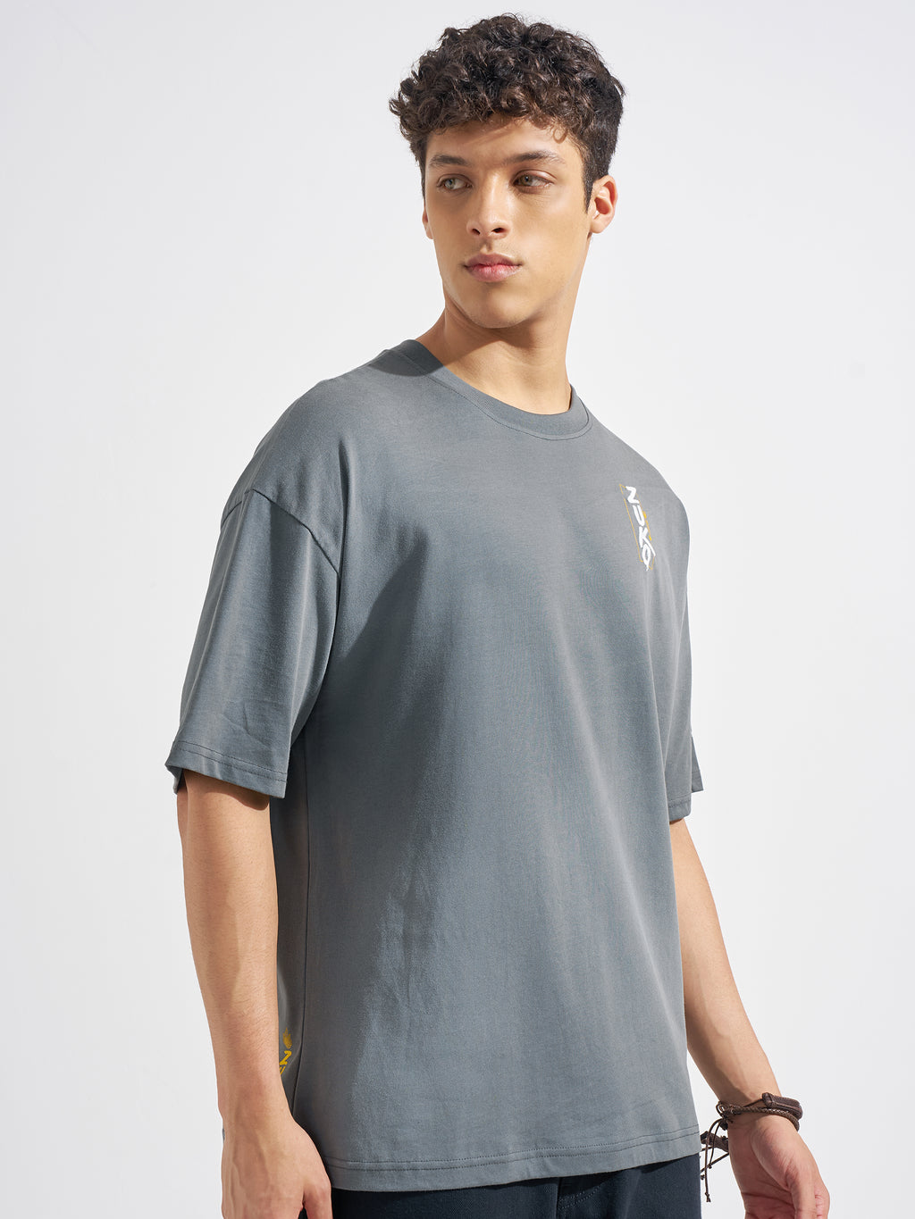 Highlander Men Grey Avatar Printed Round Neck Oversized Fit T-Shirt