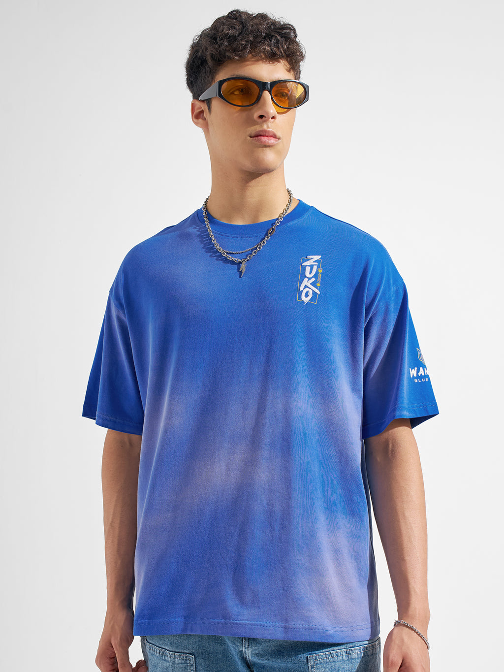 Highlander Men Blue Avatar Printed Round Neck Oversized Fit T-Shirt