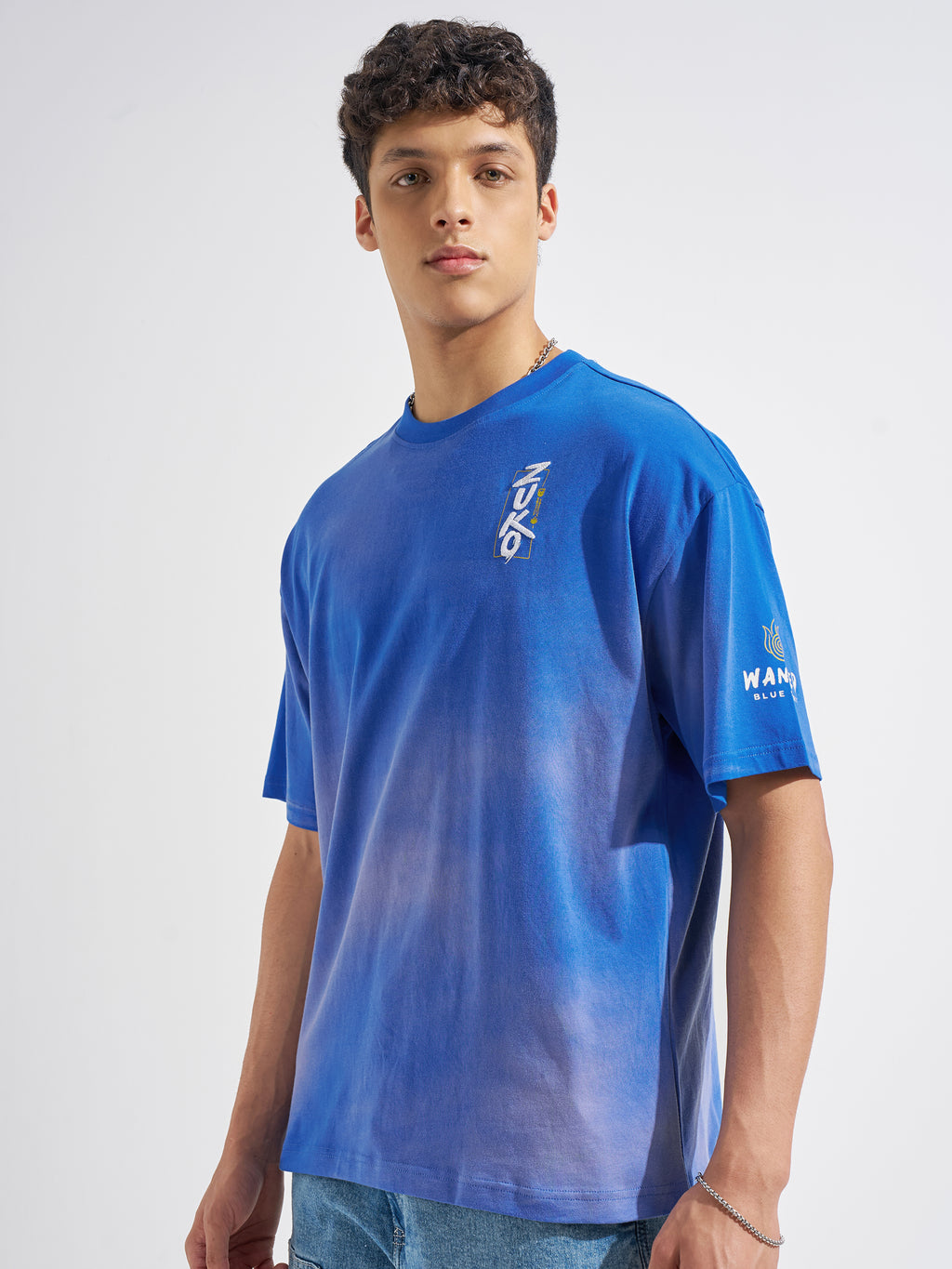 Highlander Men Blue Avatar Printed Round Neck Oversized Fit T-Shirt