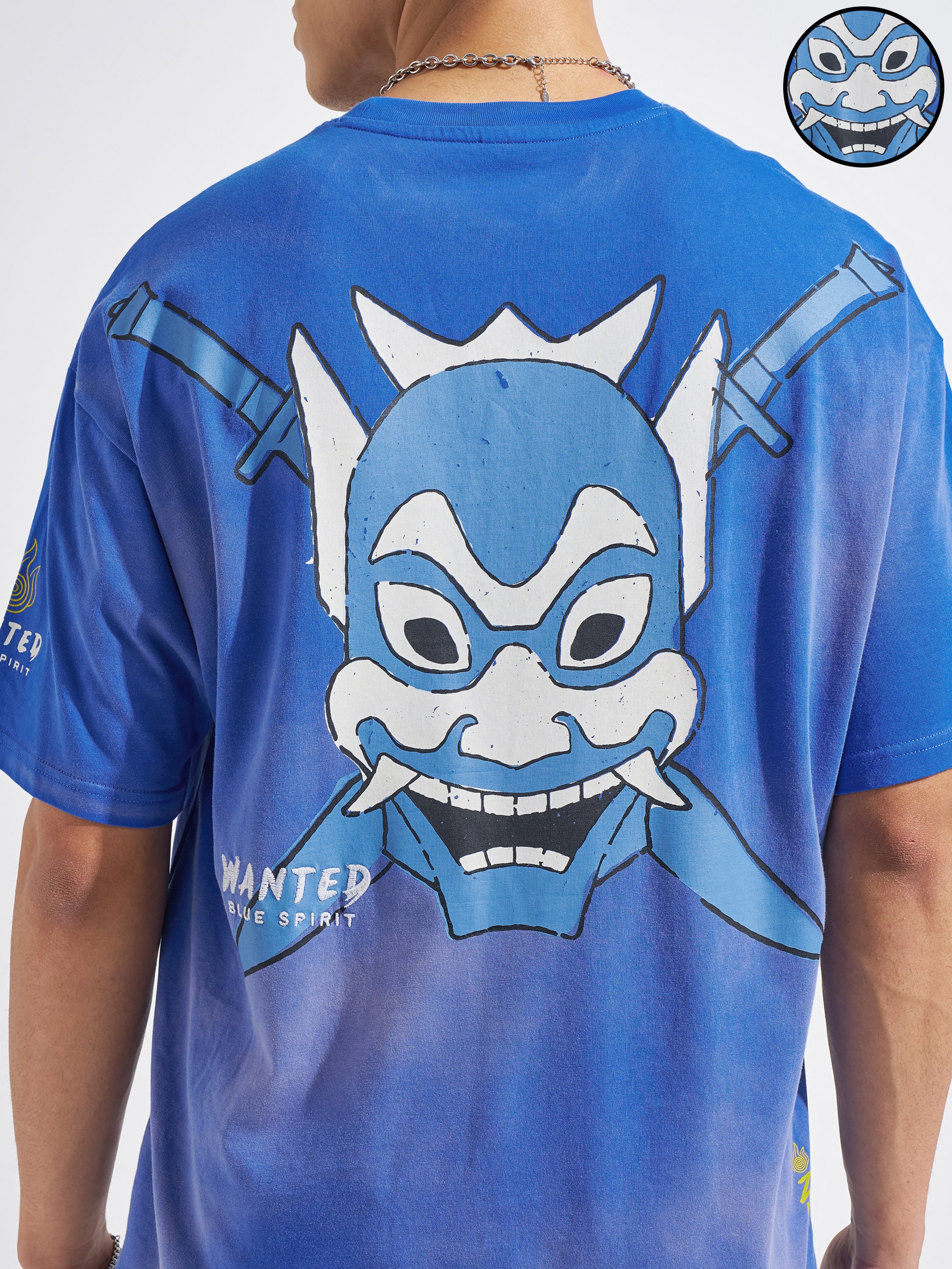 Highlander Men Blue Avatar Printed Round Neck Oversized Fit T-Shirt