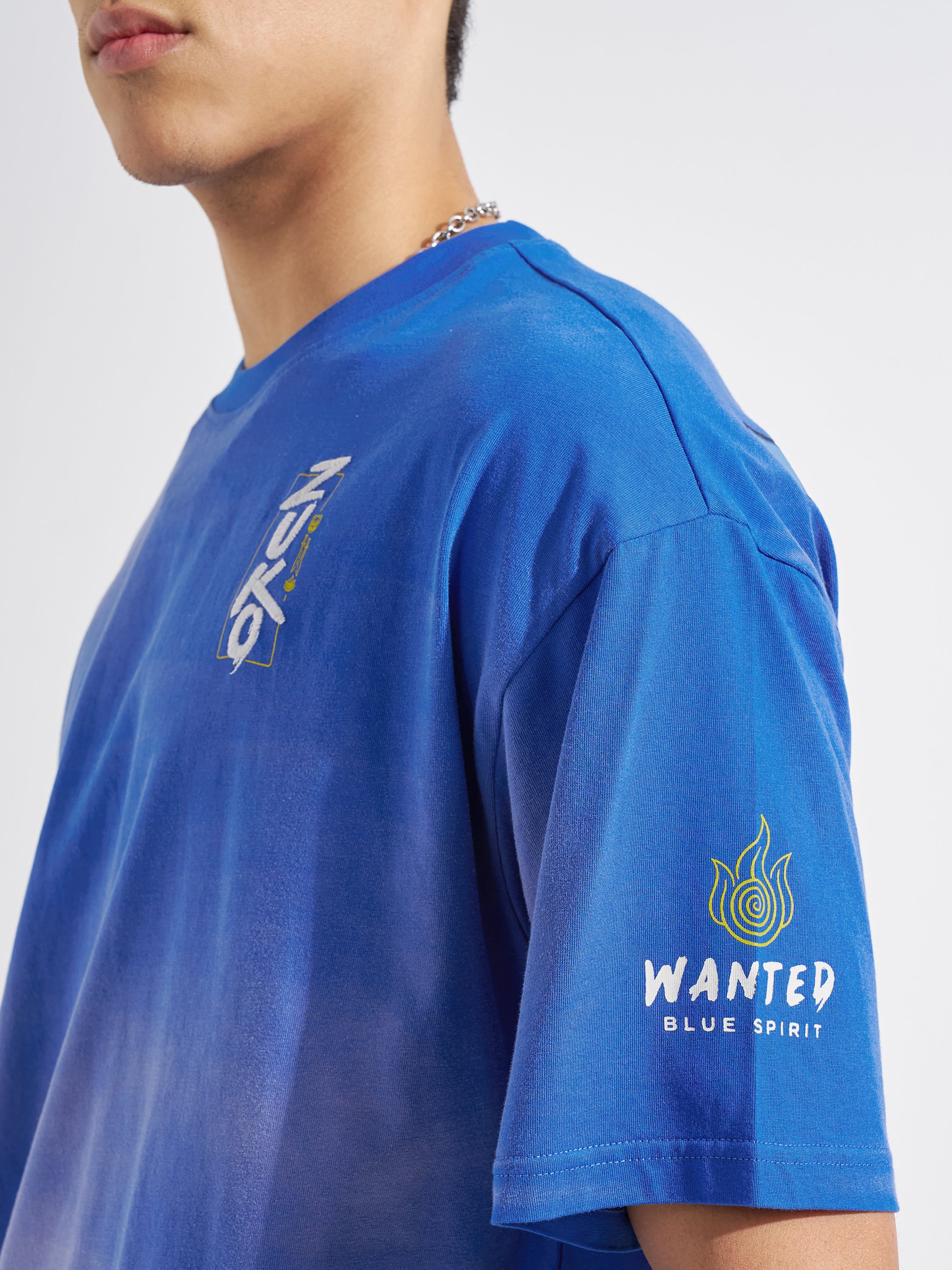 Highlander Men Blue Avatar Printed Round Neck Oversized Fit T-Shirt