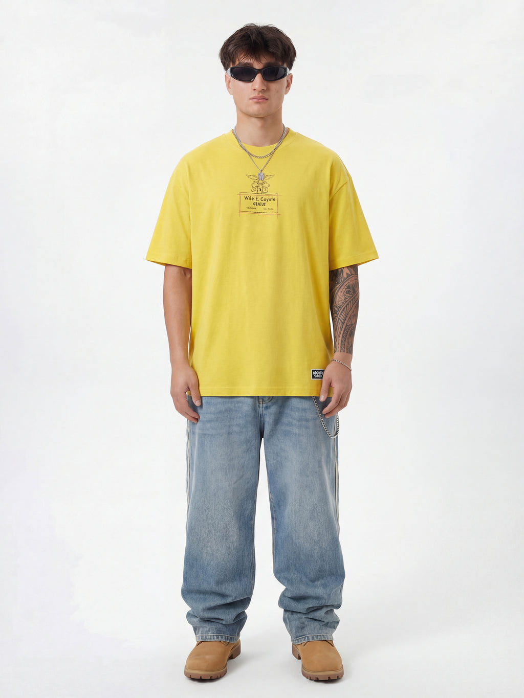 WB By Highlander Men Yellow Looney Tunes Printed Round Neck T-Shirt - Yellow - Image 4