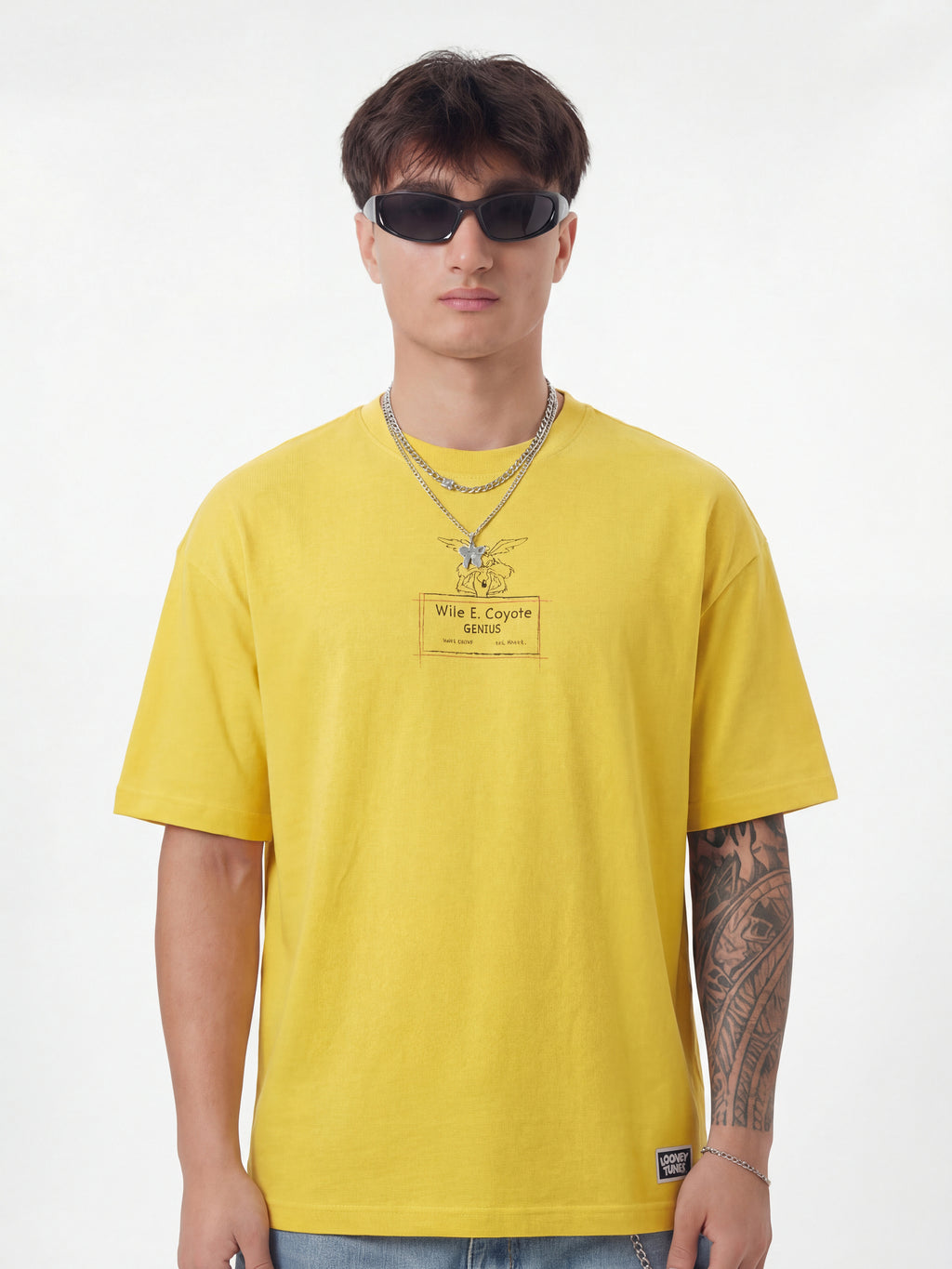 WB By Highlander Men Yellow Looney Tunes Printed Round Neck T-Shirt - Yellow - Image 5