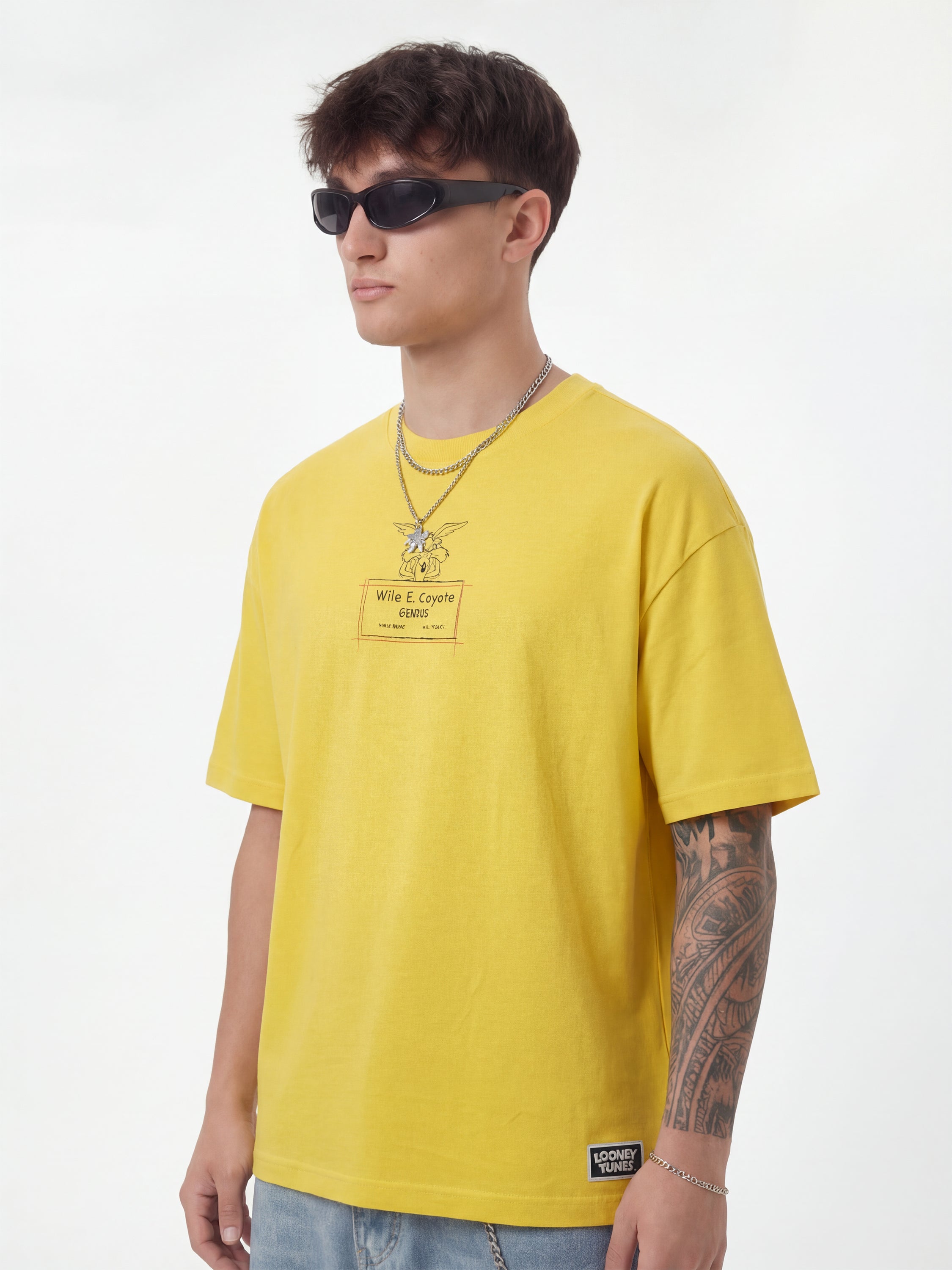 WB By Highlander Men Yellow Looney Tunes Printed Round Neck T-Shirt - Yellow - Image 6