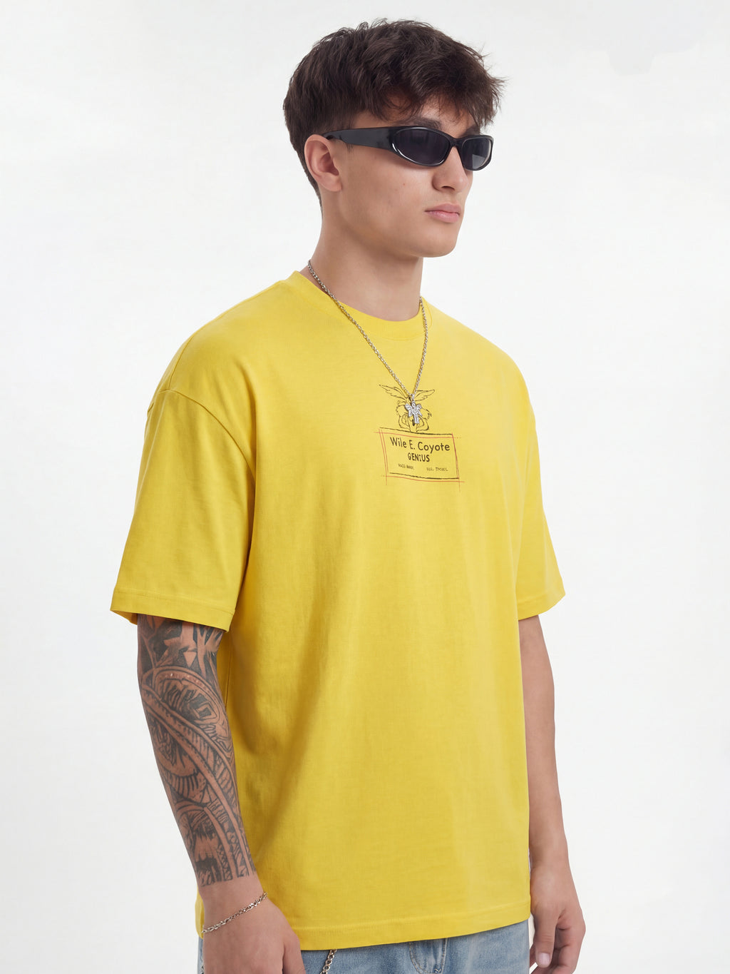 WB By Highlander Men Yellow Looney Tunes Printed Round Neck T-Shirt - Yellow - Image 8