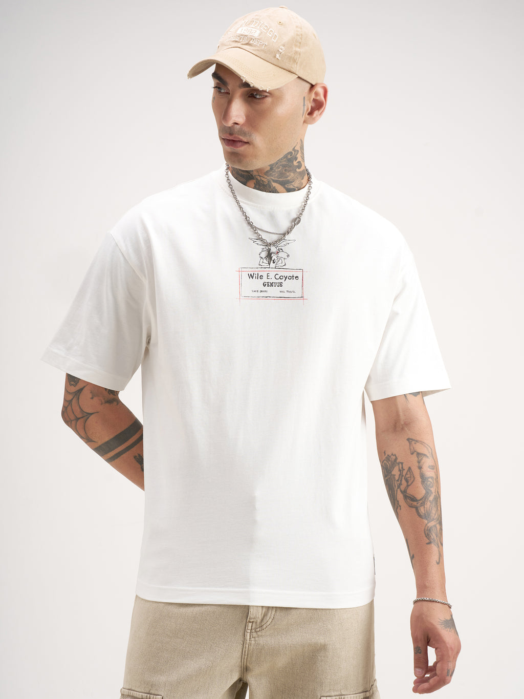 WB By Highlander Men White Looney Tunes Printed Round Neck T-Shirt - White - Image 3