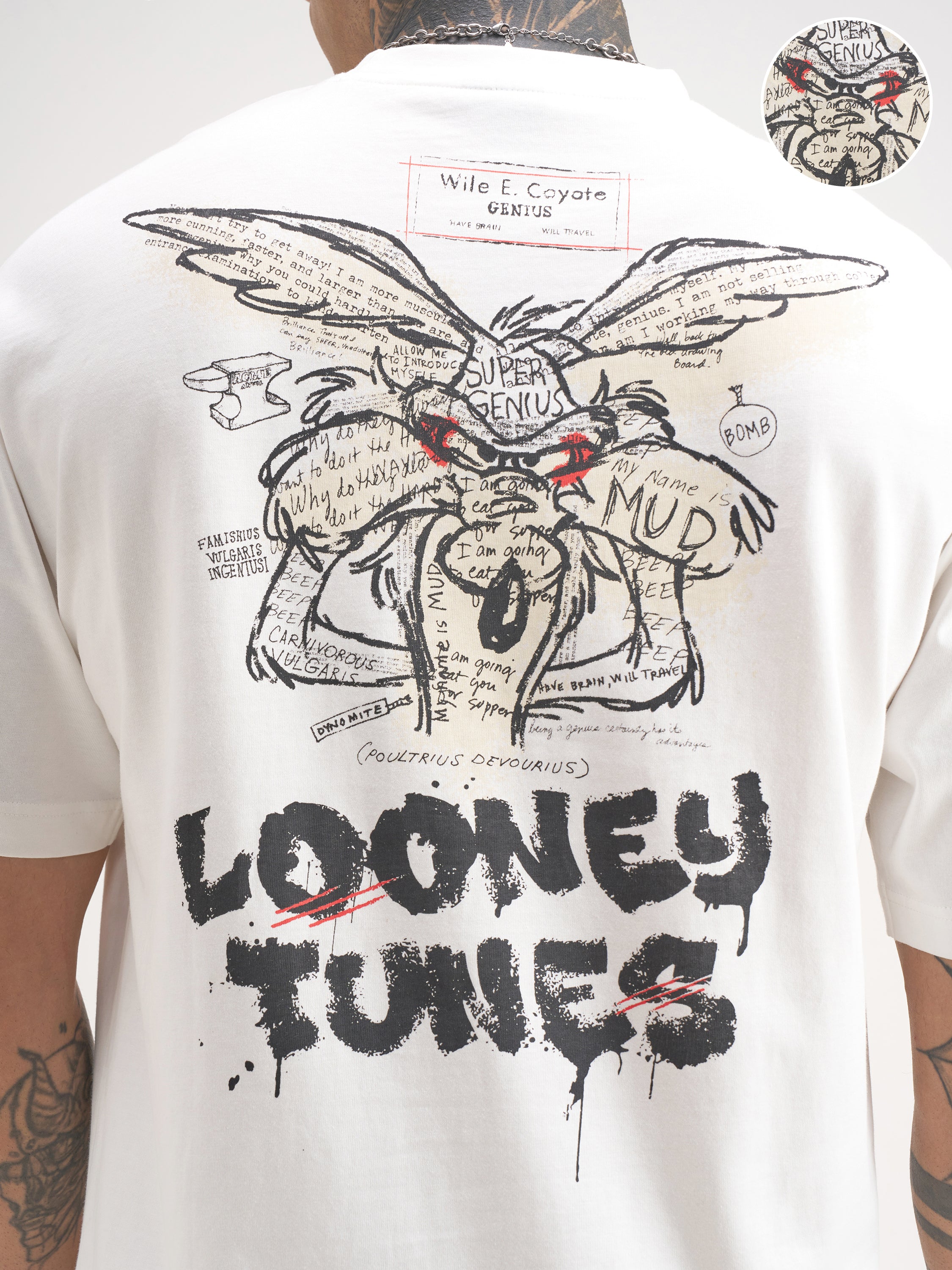 WB By Highlander Men White Looney Tunes Printed Round Neck T-Shirt - White - Image 5