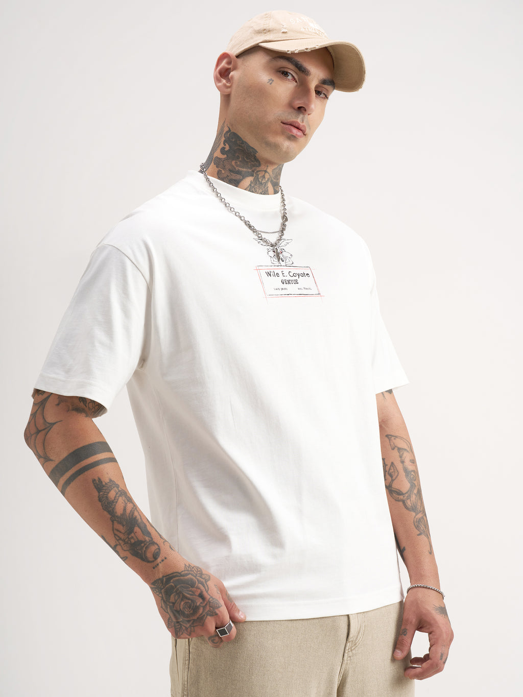 WB By Highlander Men White Looney Tunes Printed Round Neck T-Shirt - White - Image 6