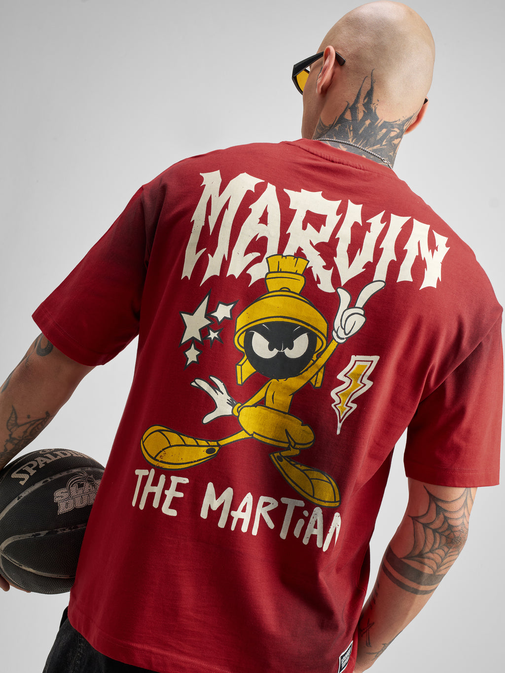 WB By Highlander Men Red Looney Tunes Printed Round Neck Oversized Fit T-Shirt - Red - Image 1