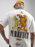 Highlander Men White Garfield Printed Round Neck Oversized Fit T-Shirt - White - Image 1