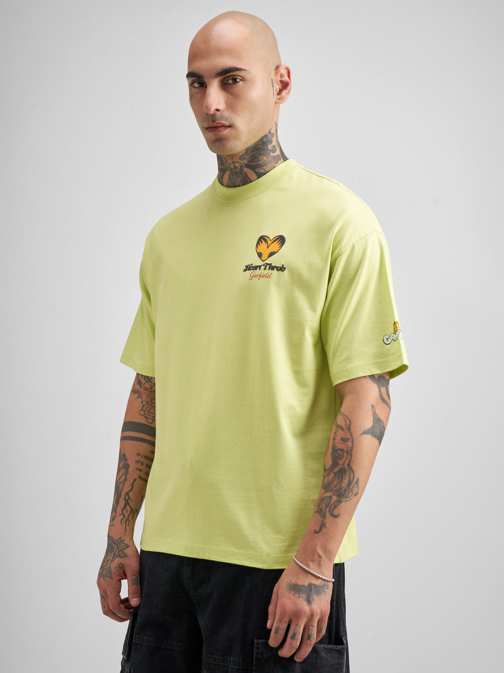 Highlander Men Green Garfield Printed Round Neck Oversized Fit T-Shirt - Green - Image 4