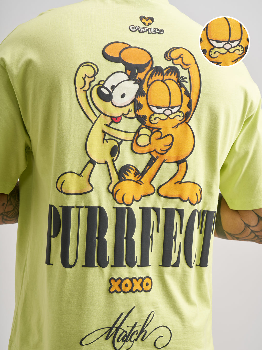 Highlander Men Green Garfield Printed Round Neck Oversized Fit T-Shirt - Green - Image 5