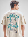 Highlander Men Beige Garfield Embroidered Round Neck T-Shirt - Beige - Image 1