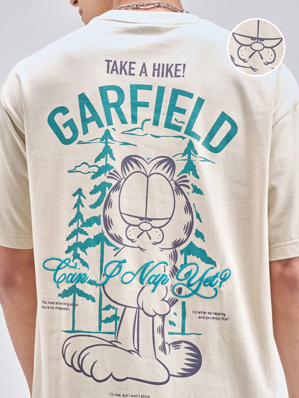 Highlander Men Beige Garfield Embroidered Round Neck T-Shirt - Beige - Image 5