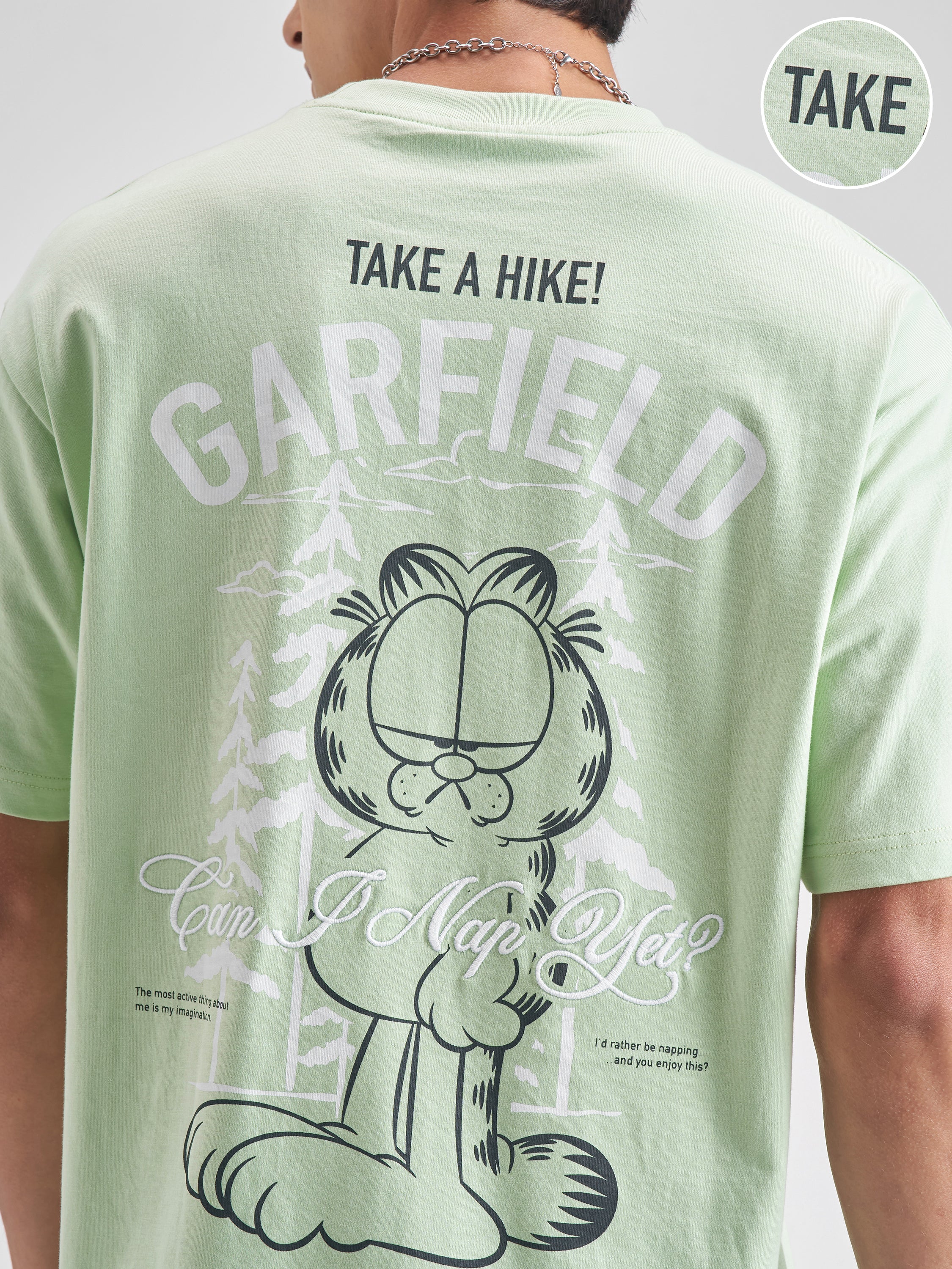 Highlander Men Green Garfield Embroidered Round Neck T-Shirt - Green - Image 5
