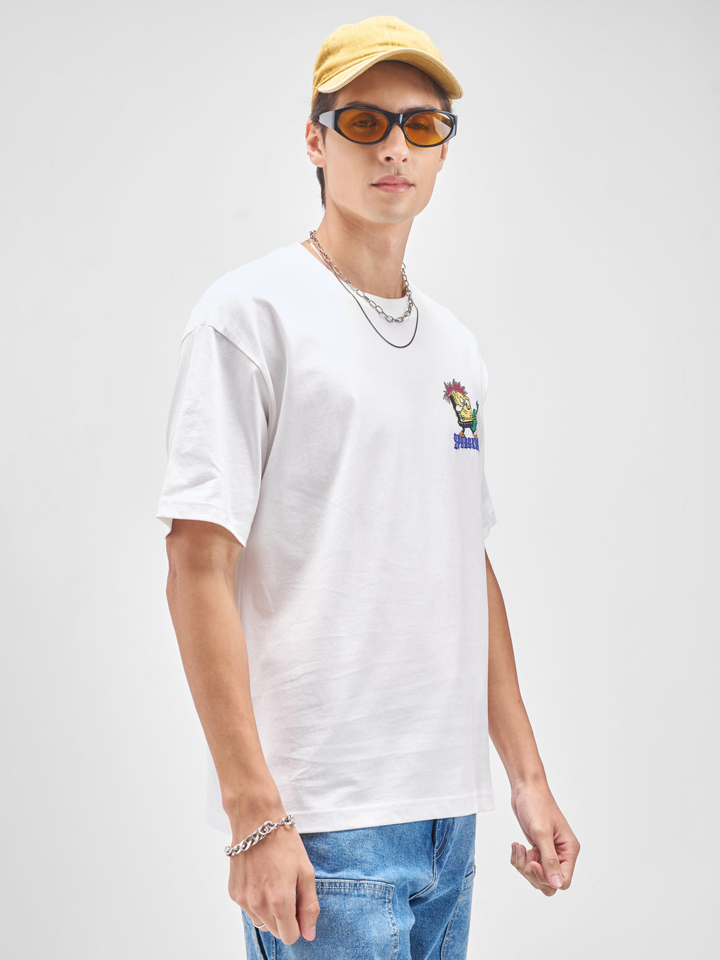 Highlander Men White Spongebob Squarepants Printed Round Neck T-Shirt - White - Image 6