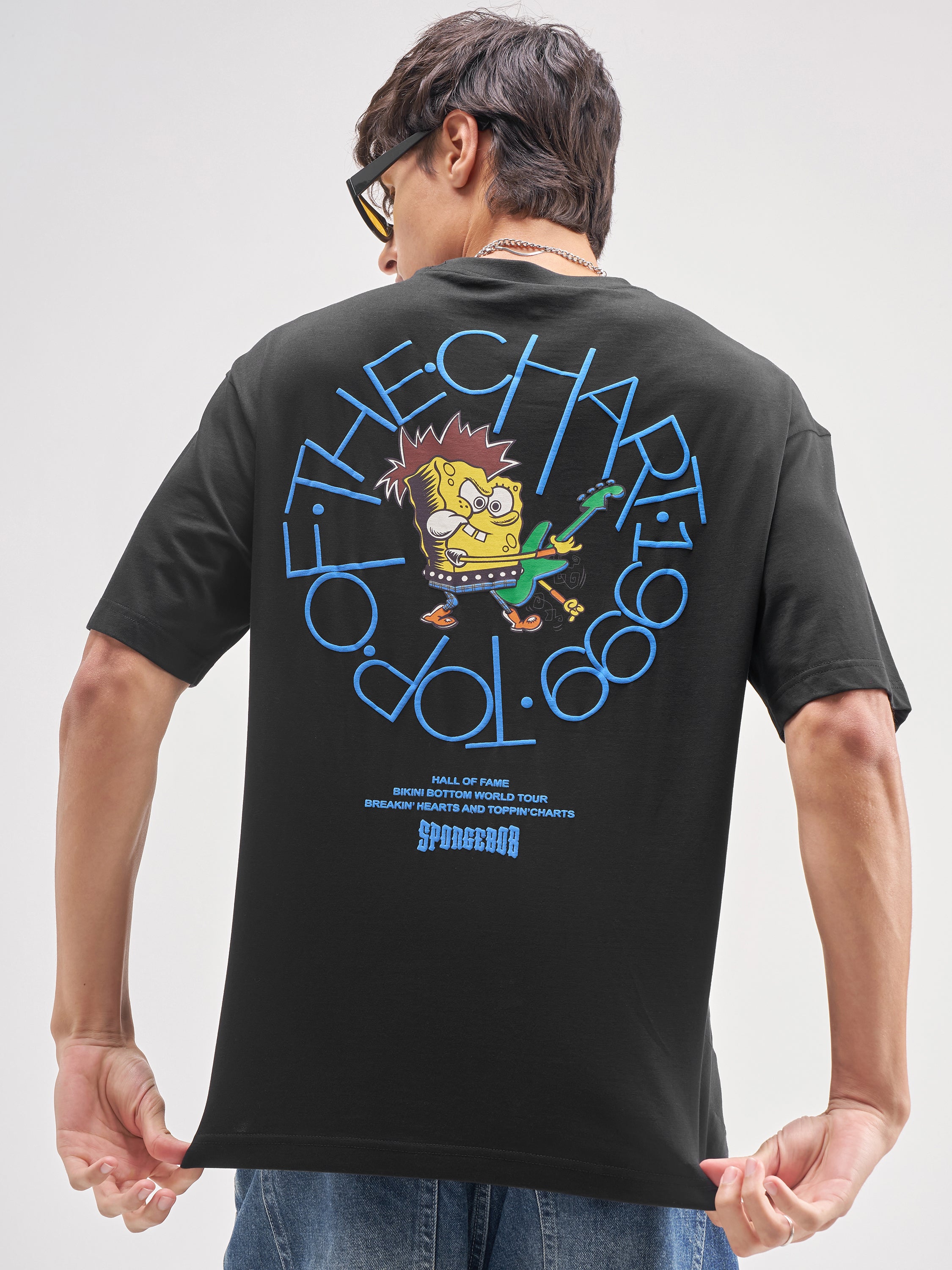 Highlander Men Black Spongebob Squarepants Printed Round Neck T-Shirt - Black - Image 2