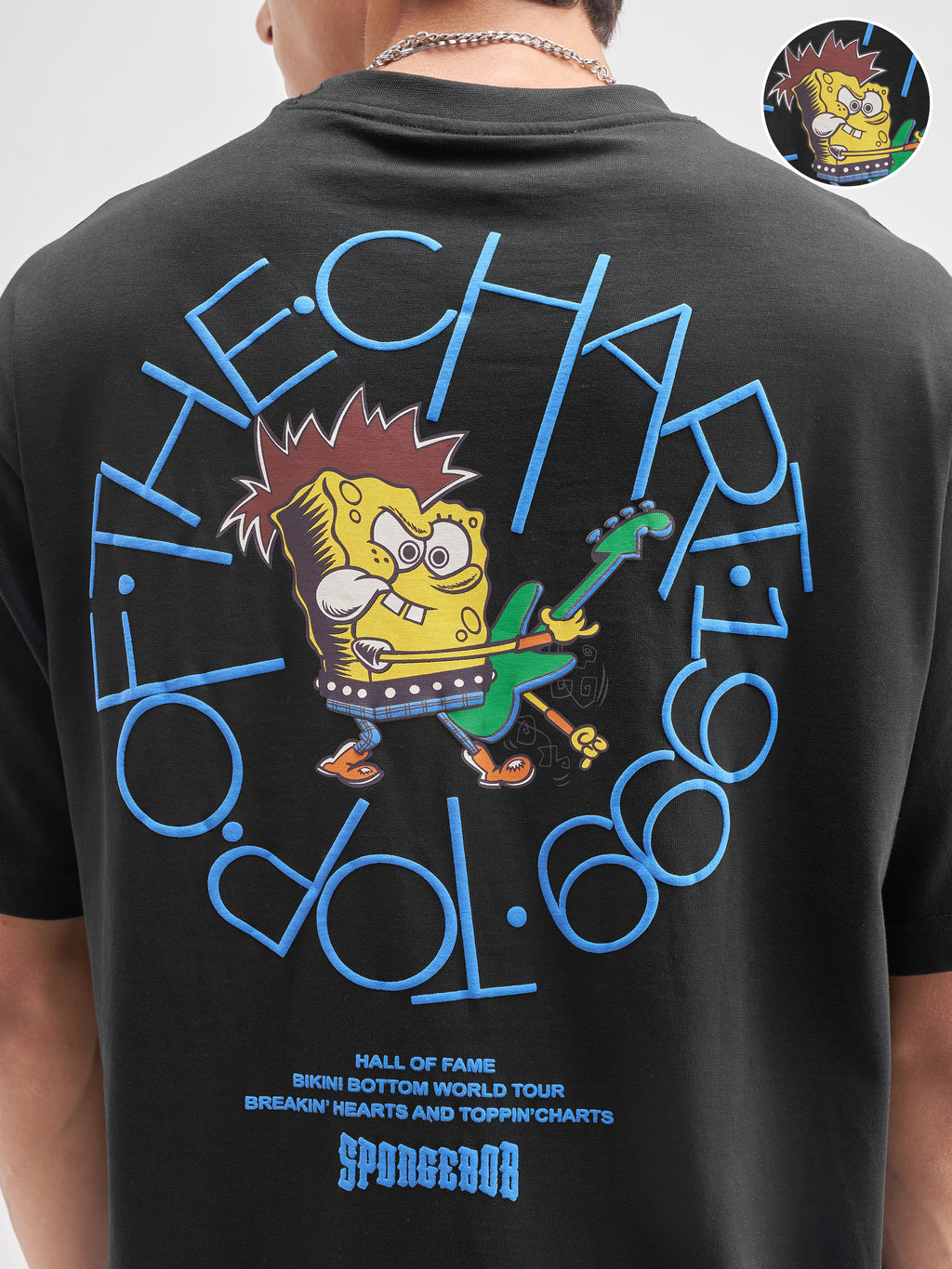 Highlander Men Black Spongebob Squarepants Printed Round Neck T-Shirt - Black - Image 6