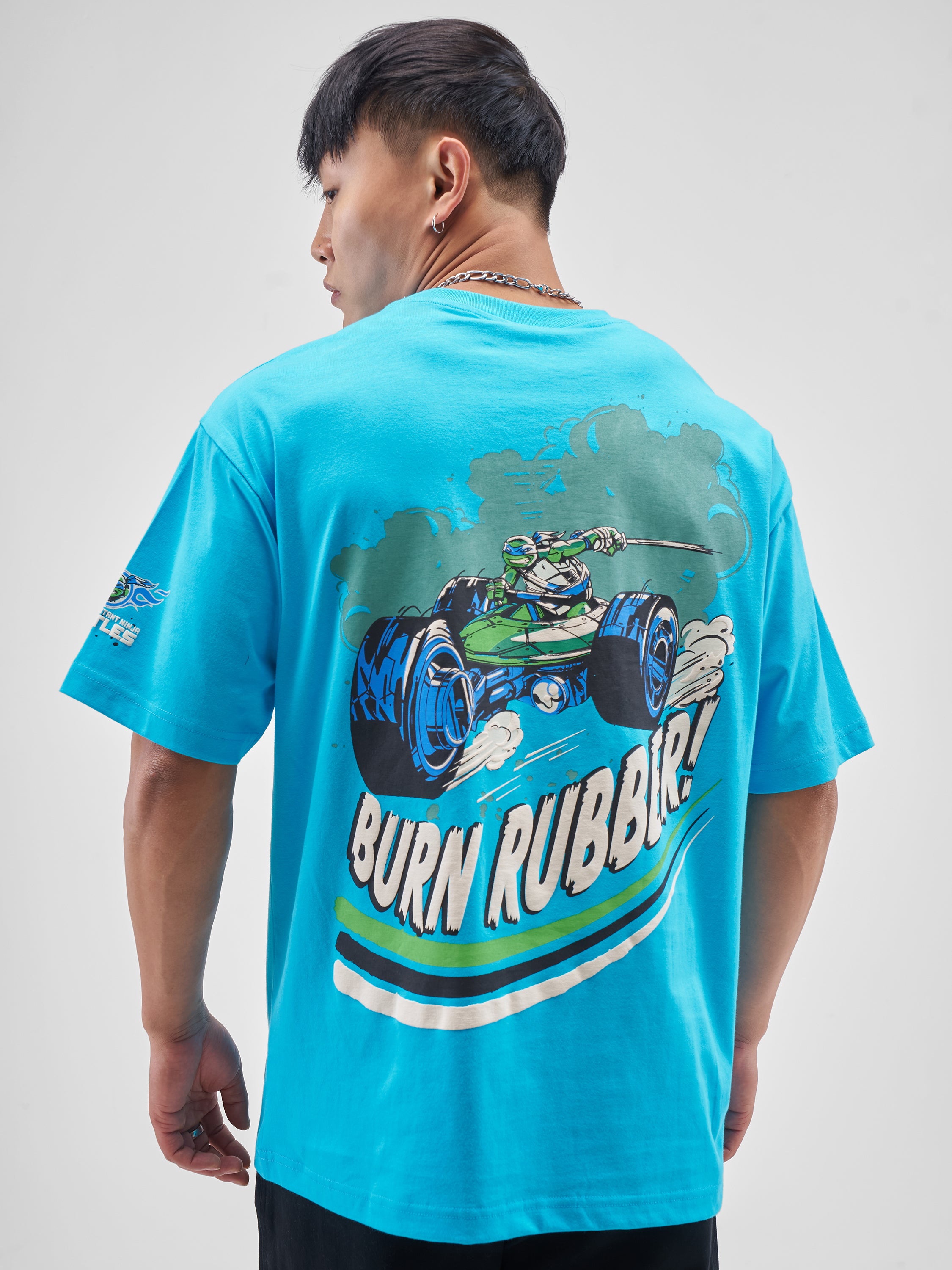 Highlander Men Turquoise Ninja Turtles Printed Round Neck T-Shirt - Turquoise - Image 1