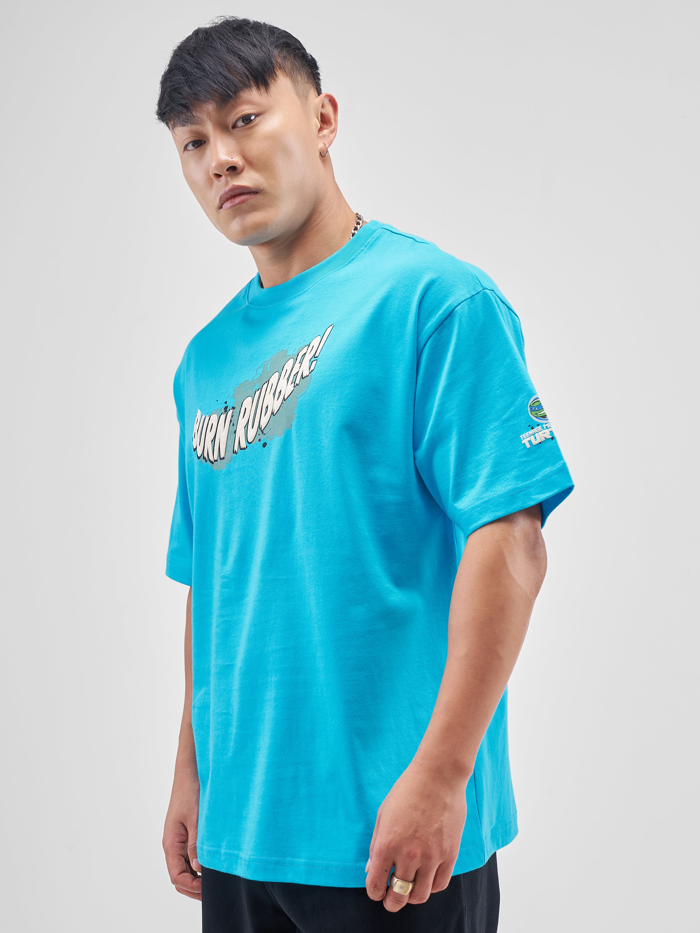 Highlander Men Turquoise Ninja Turtles Printed Round Neck T-Shirt - Turquoise - Image 4
