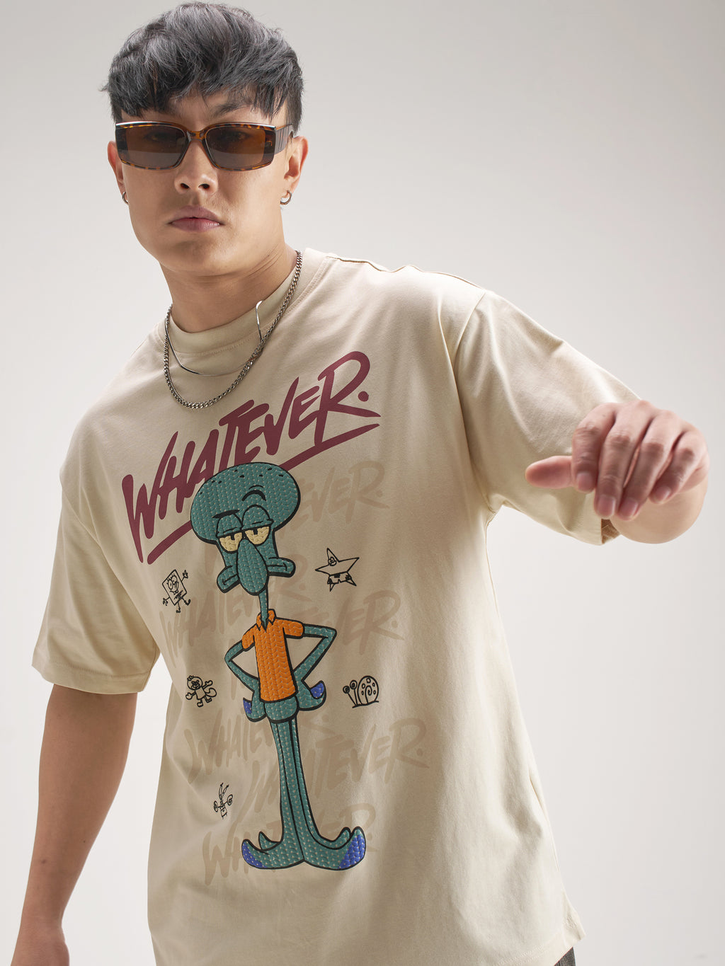 Highlander Men Beige Spongebob Squarepants Printed Round Neck T-Shirt - Beige - Image 2
