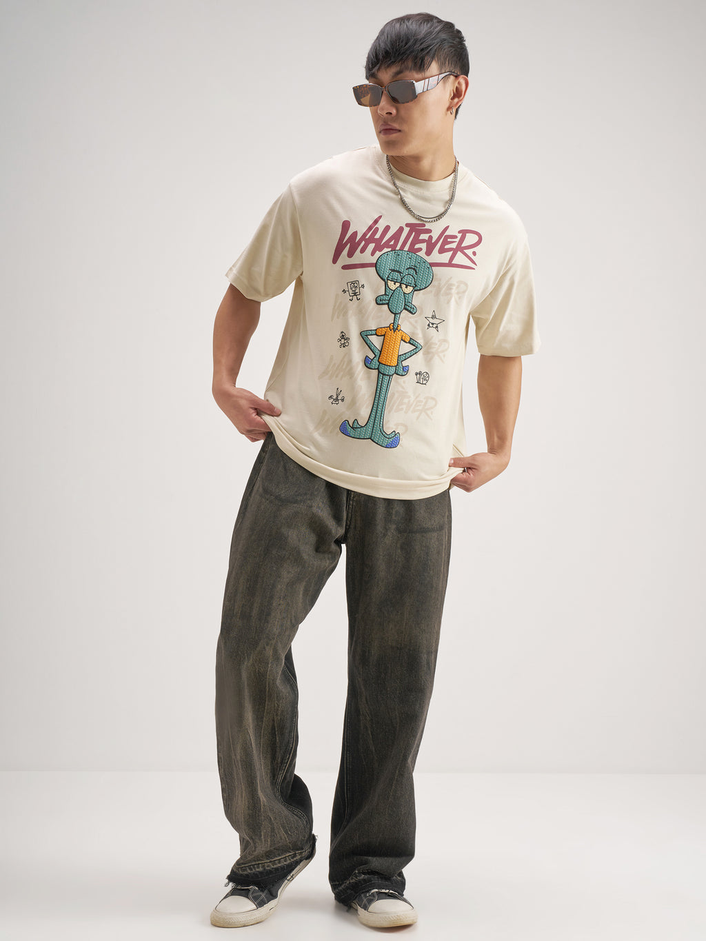 Highlander Men Beige Spongebob Squarepants Printed Round Neck T-Shirt - Beige - Image 3