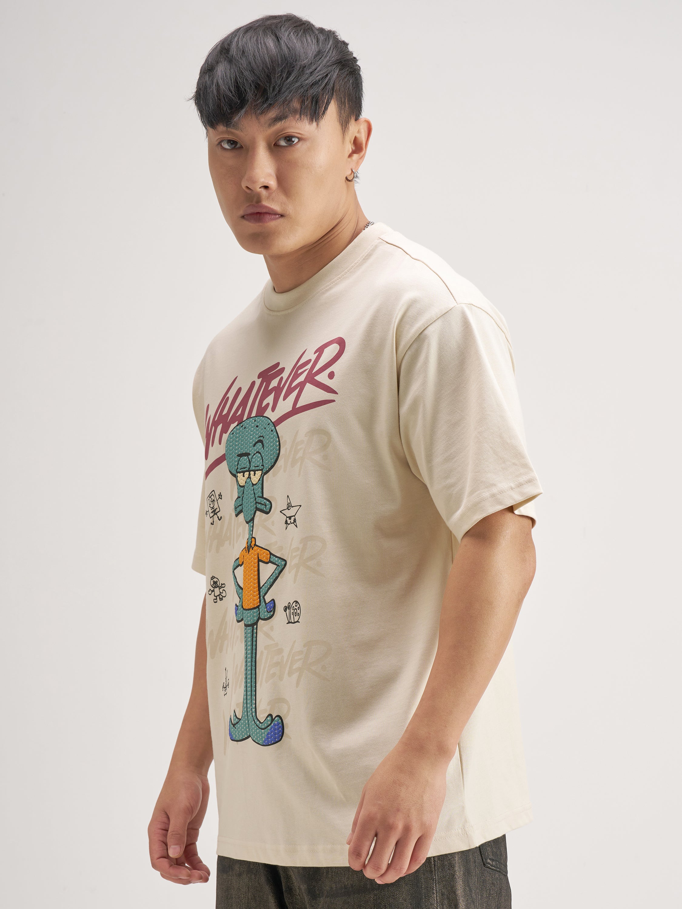 Highlander Men Beige Spongebob Squarepants Printed Round Neck T-Shirt - Beige - Image 5