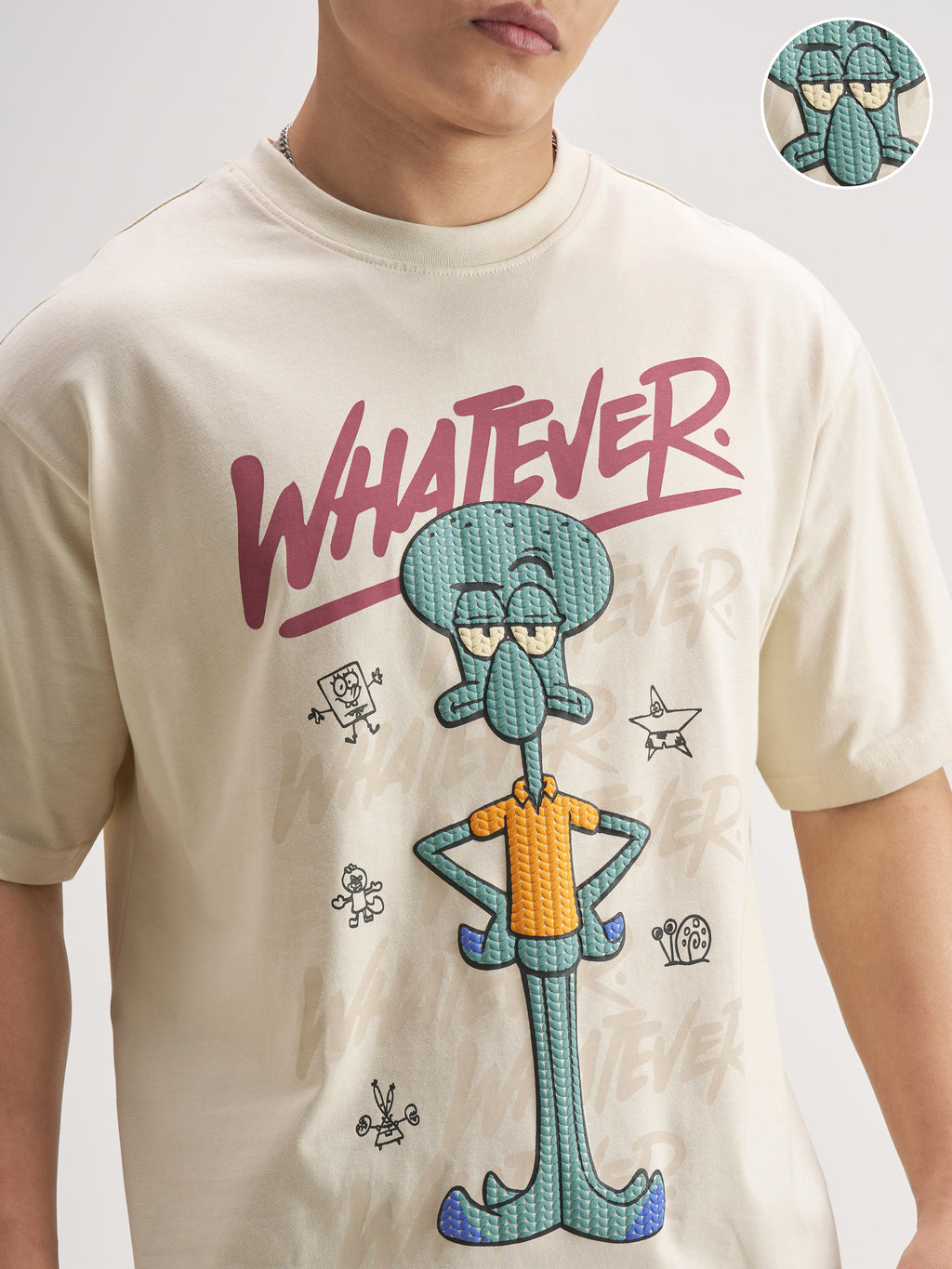 Highlander Men Beige Spongebob Squarepants Printed Round Neck T-Shirt - Beige - Image 6