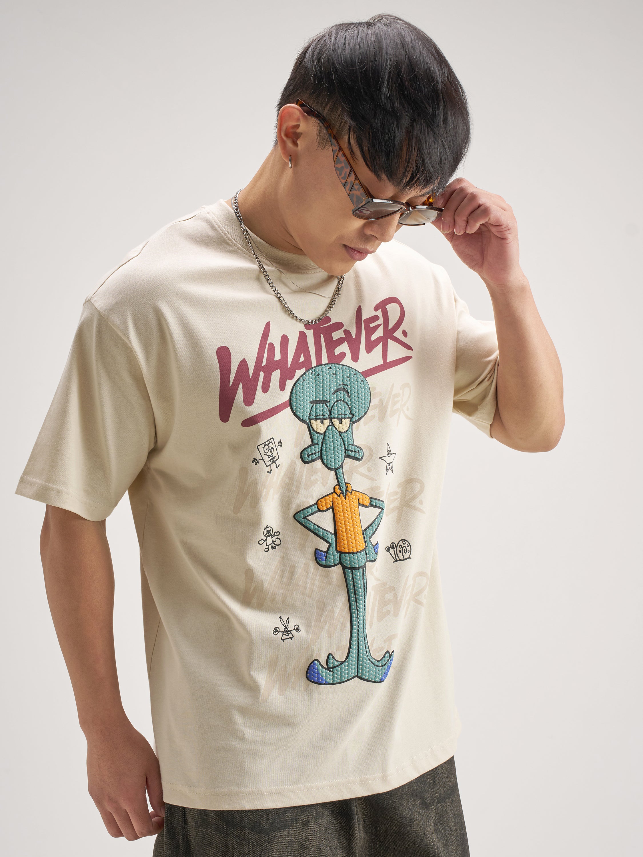 Highlander Men Beige Spongebob Squarepants Printed Round Neck T-Shirt - Beige - Image 7