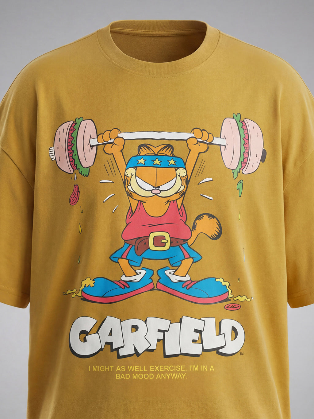 Highlander Men Mustard Garfield Printed Round Neck T-Shirt - Mustard - Image 1
