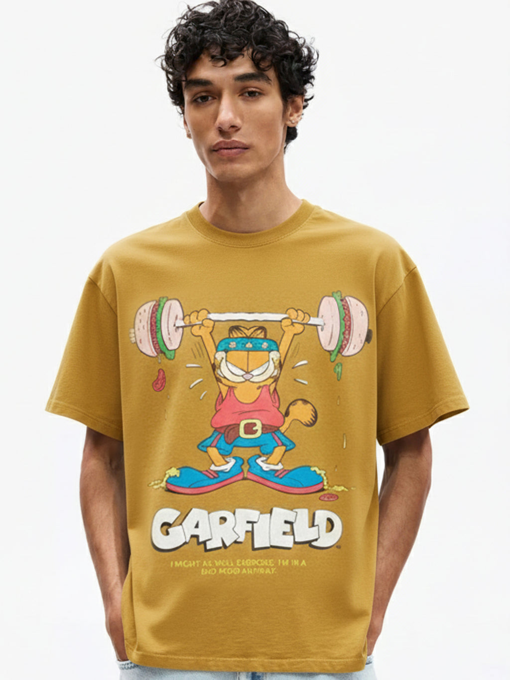 Highlander Men Mustard Garfield Printed Round Neck T-Shirt - Mustard - Image 3
