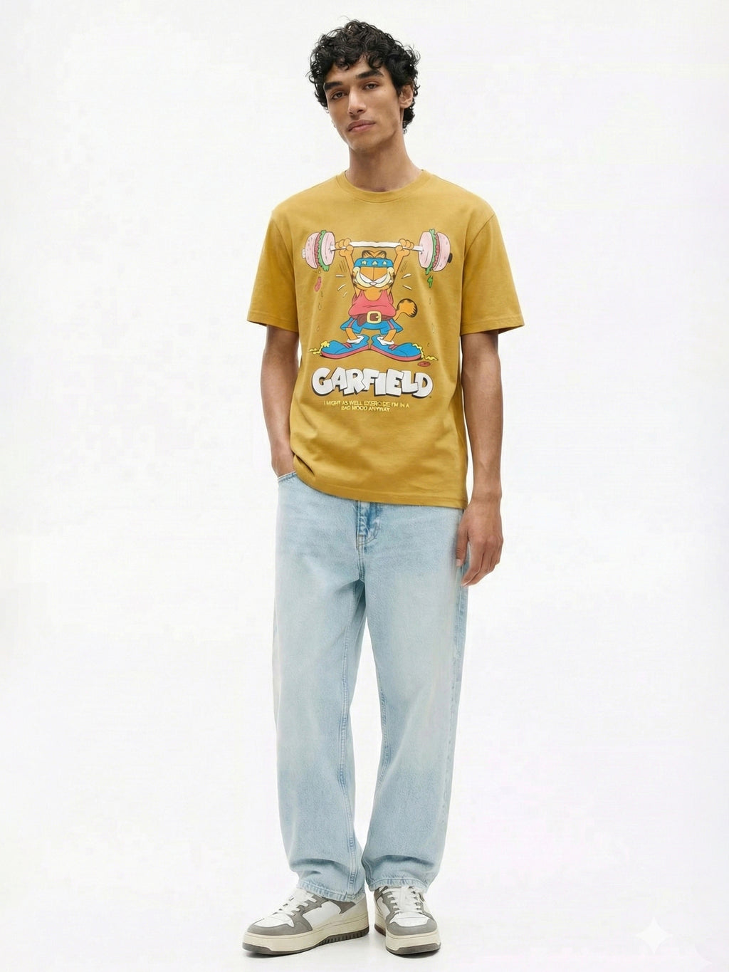 Highlander Men Mustard Garfield Printed Round Neck T-Shirt - Mustard - Image 4