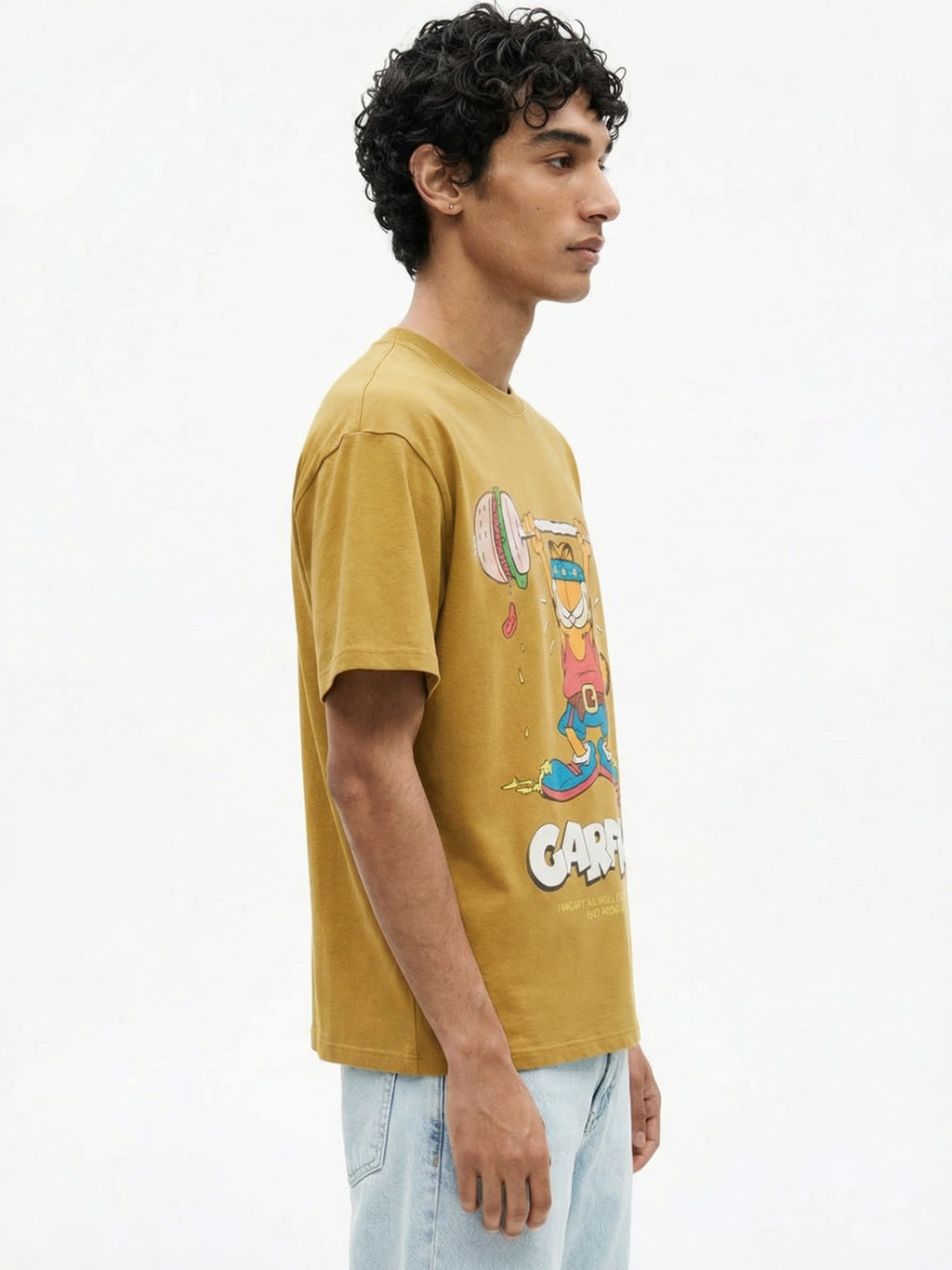 Highlander Men Mustard Garfield Printed Round Neck T-Shirt - Mustard - Image 7