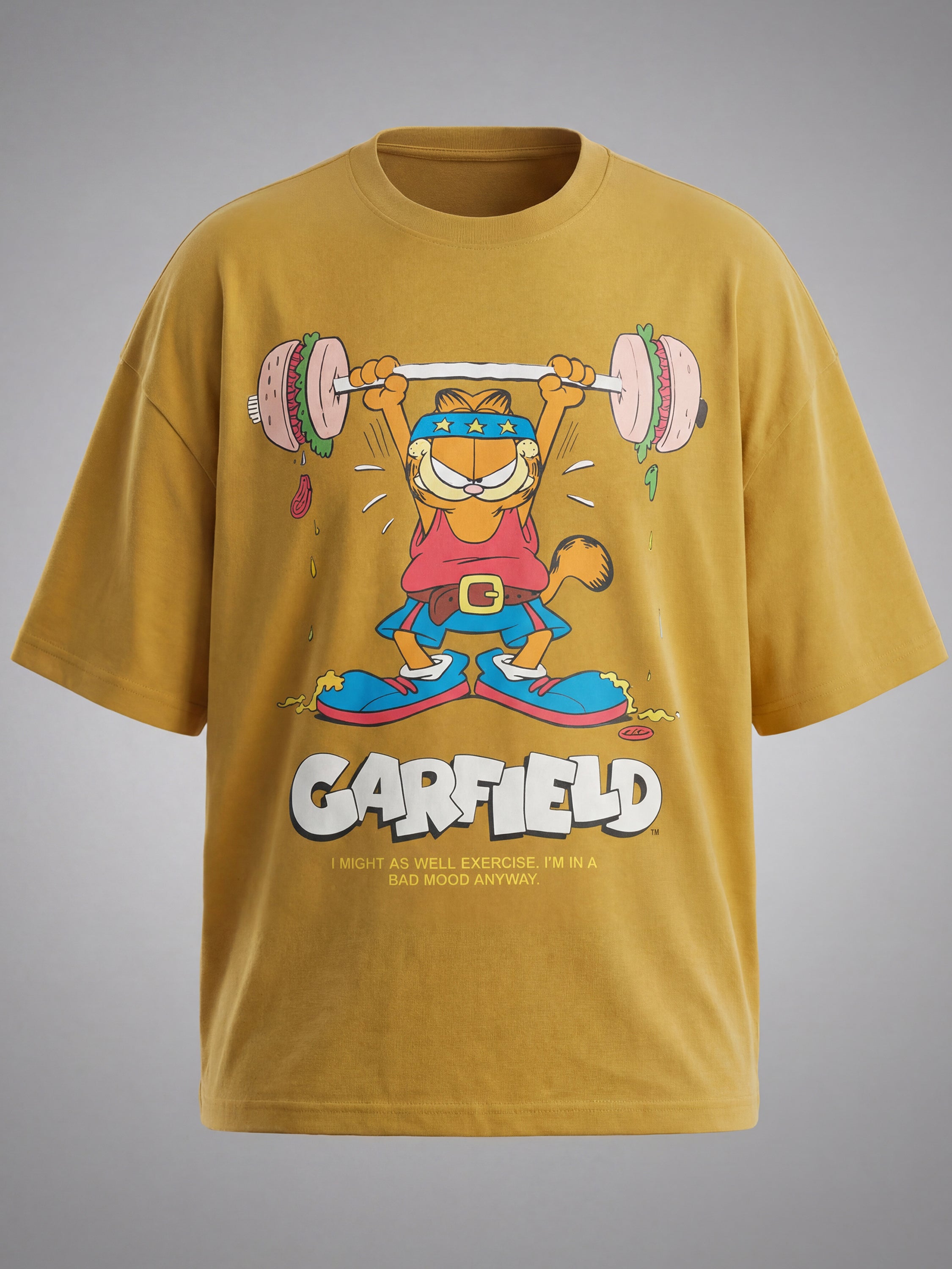 Highlander Men Mustard Garfield Printed Round Neck T-Shirt - Mustard - Image 8