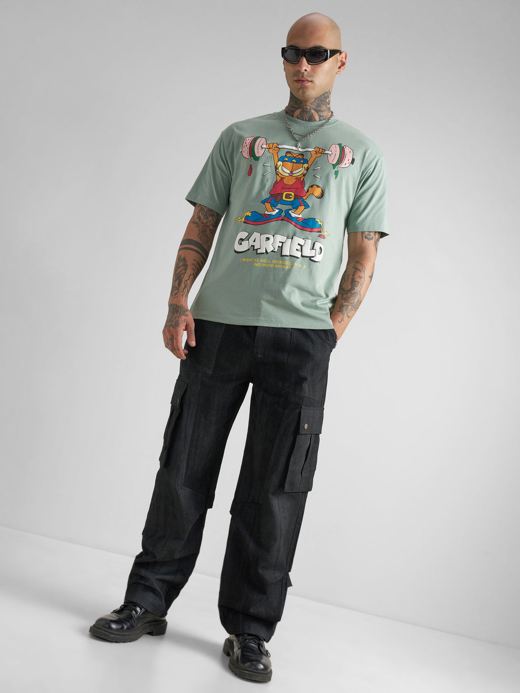 Highlander Men Green Garfield Printed Round Neck T-Shirt - Green - Image 2