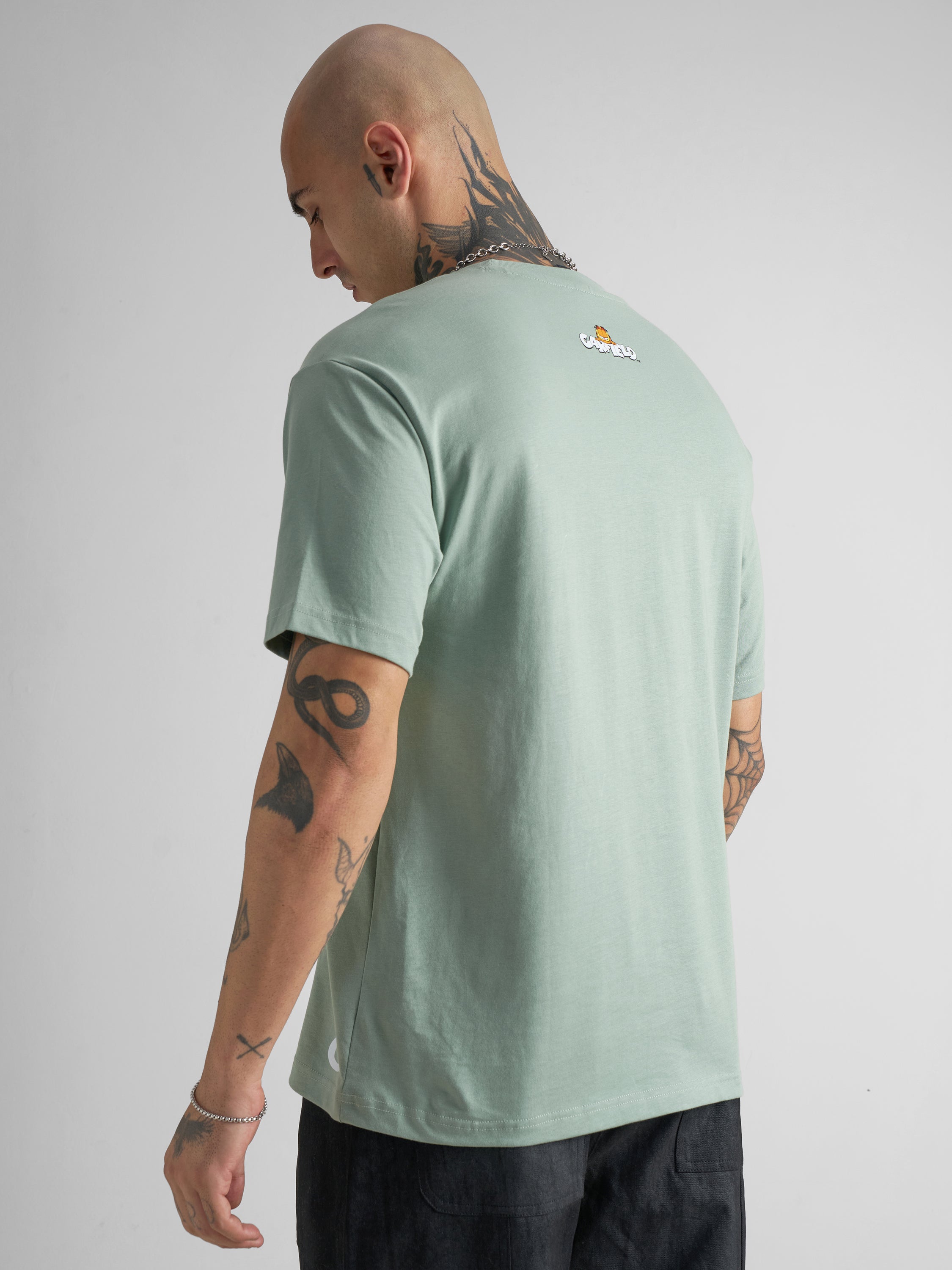 Highlander Men Green Garfield Printed Round Neck T-Shirt - Green - Image 3