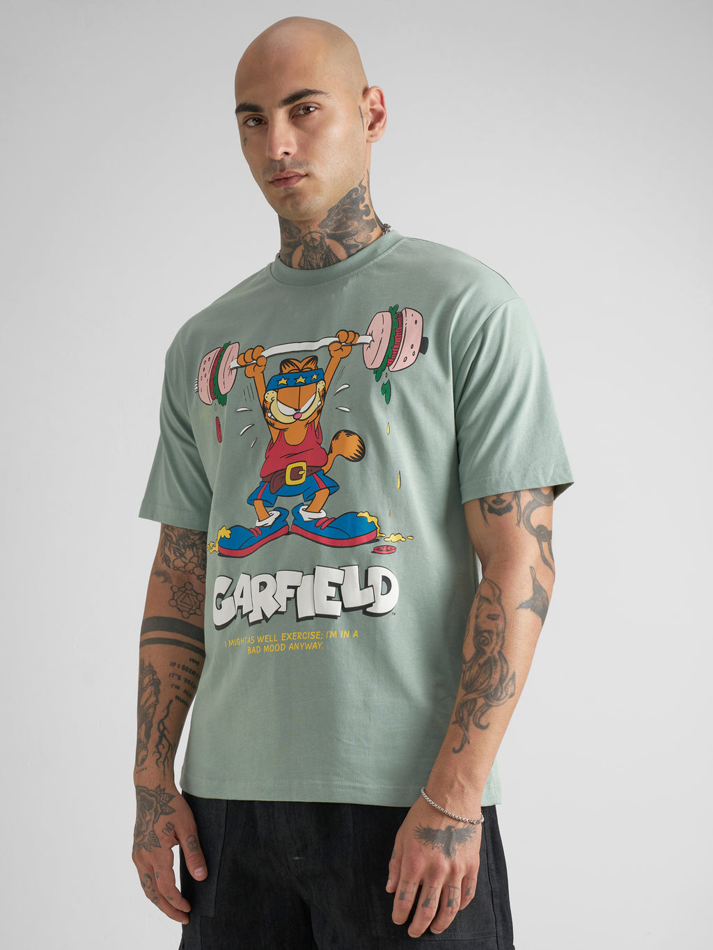 Highlander Men Green Garfield Printed Round Neck T-Shirt - Green - Image 4