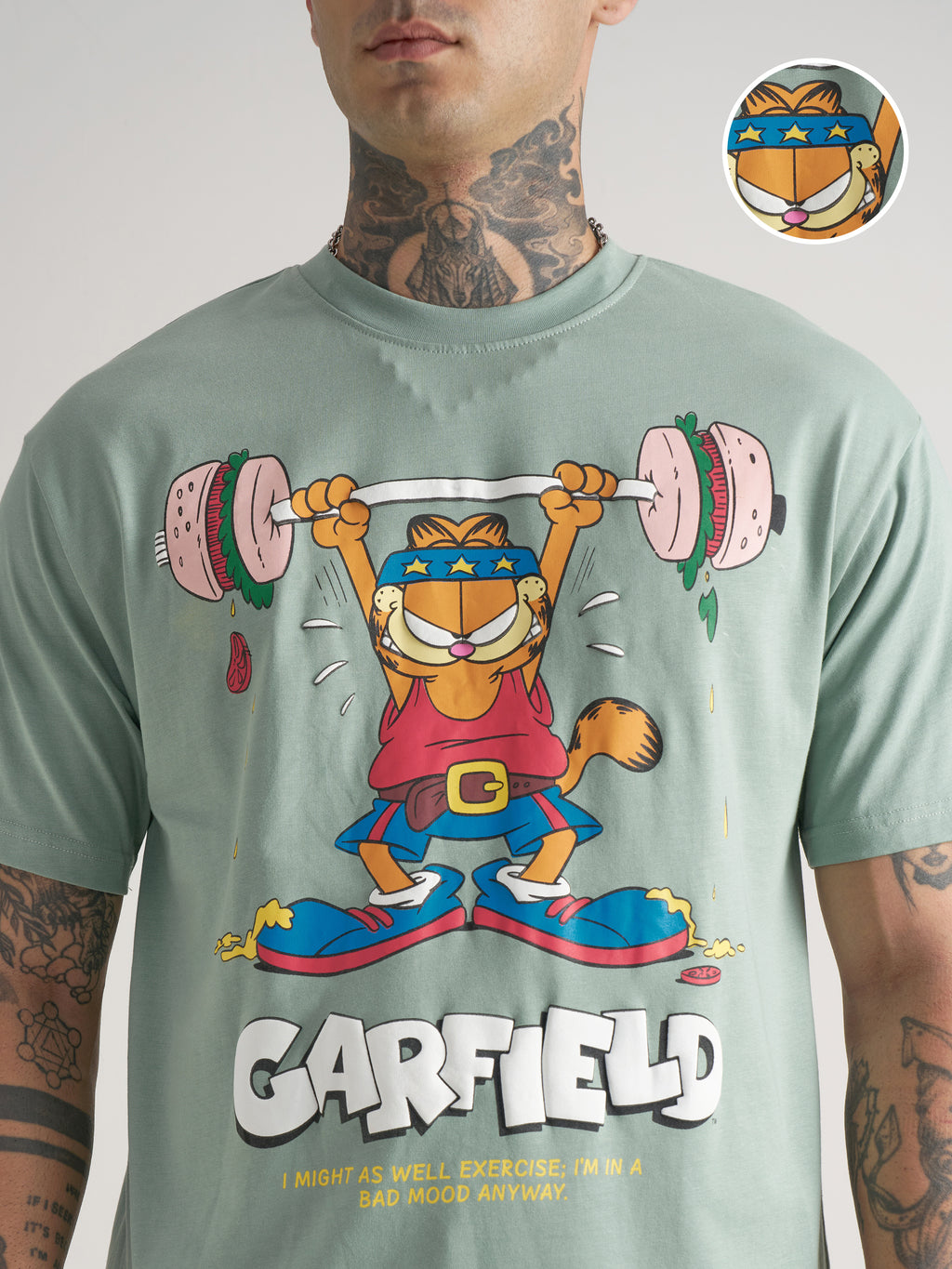 Highlander Men Green Garfield Printed Round Neck T-Shirt - Green - Image 5