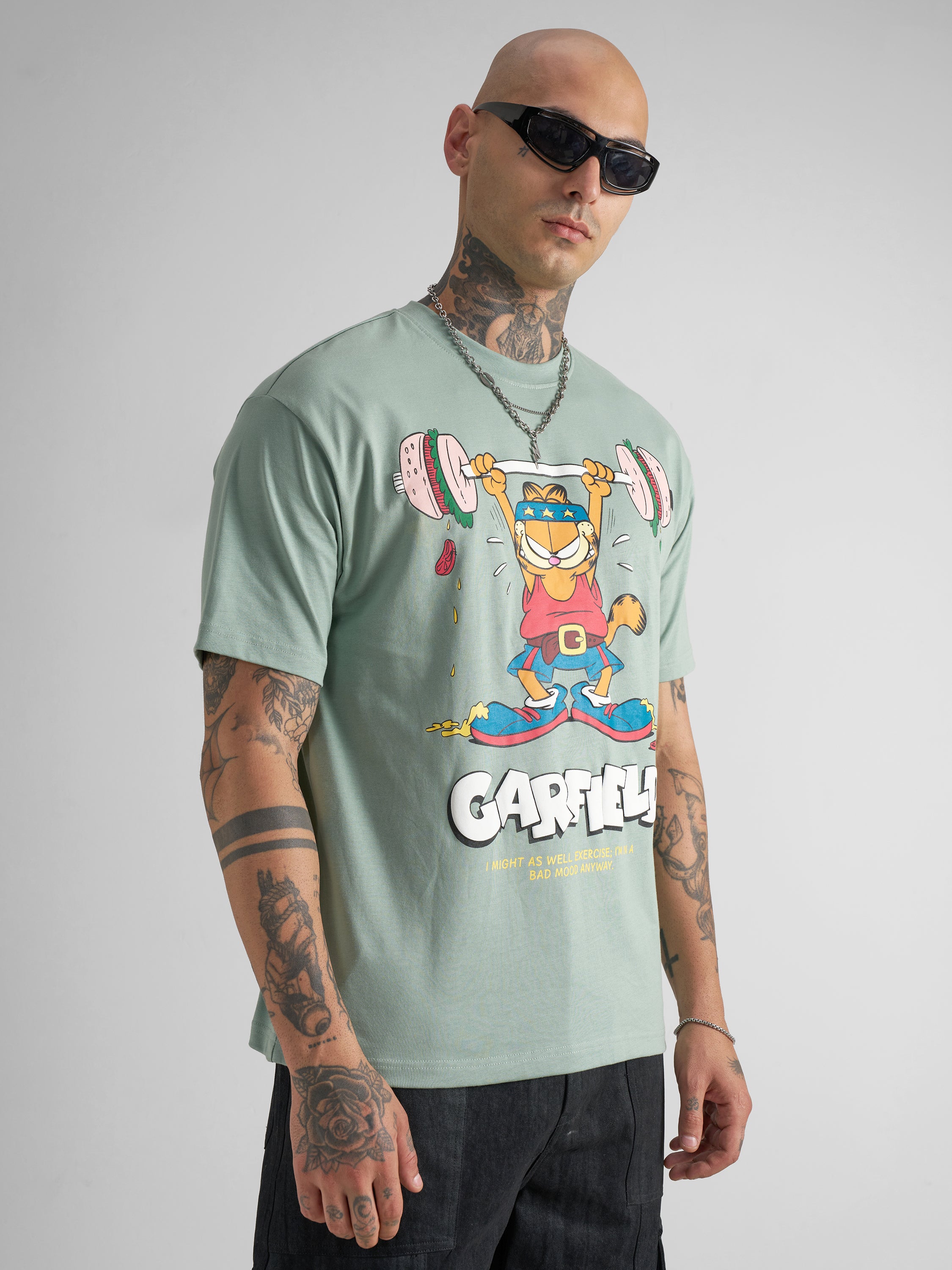 Highlander Men Green Garfield Printed Round Neck T-Shirt - Green - Image 6