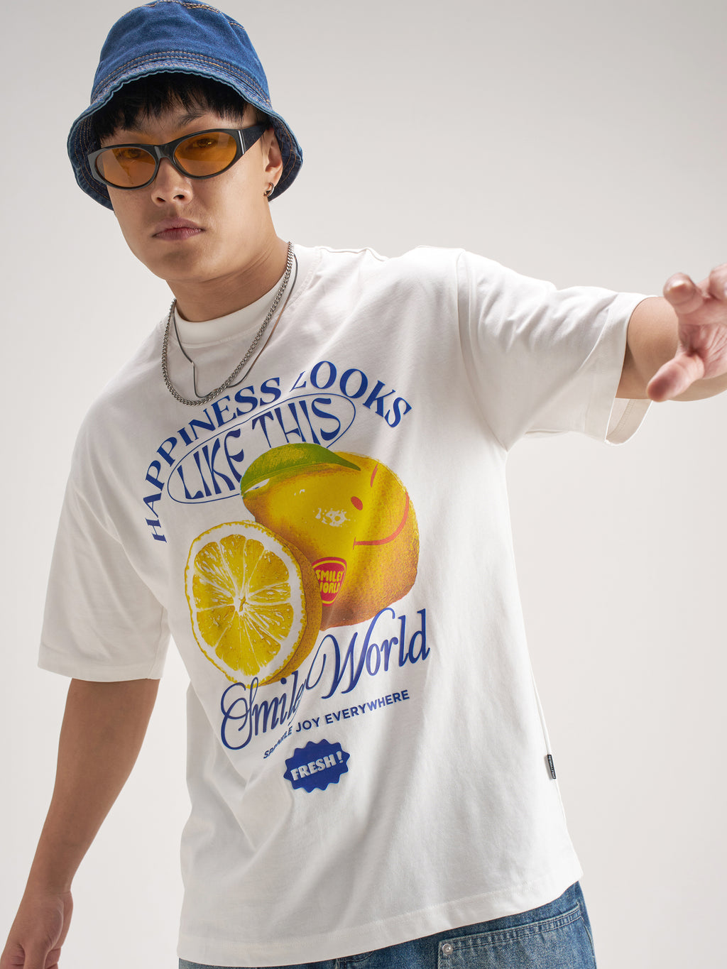 Highlander Men White SmileyWorld® Printed Round Neck T-Shirt - White - Image 1