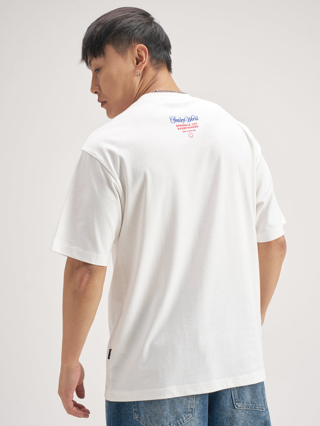 Highlander Men White SmileyWorld® Printed Round Neck T-Shirt - White - Image 3