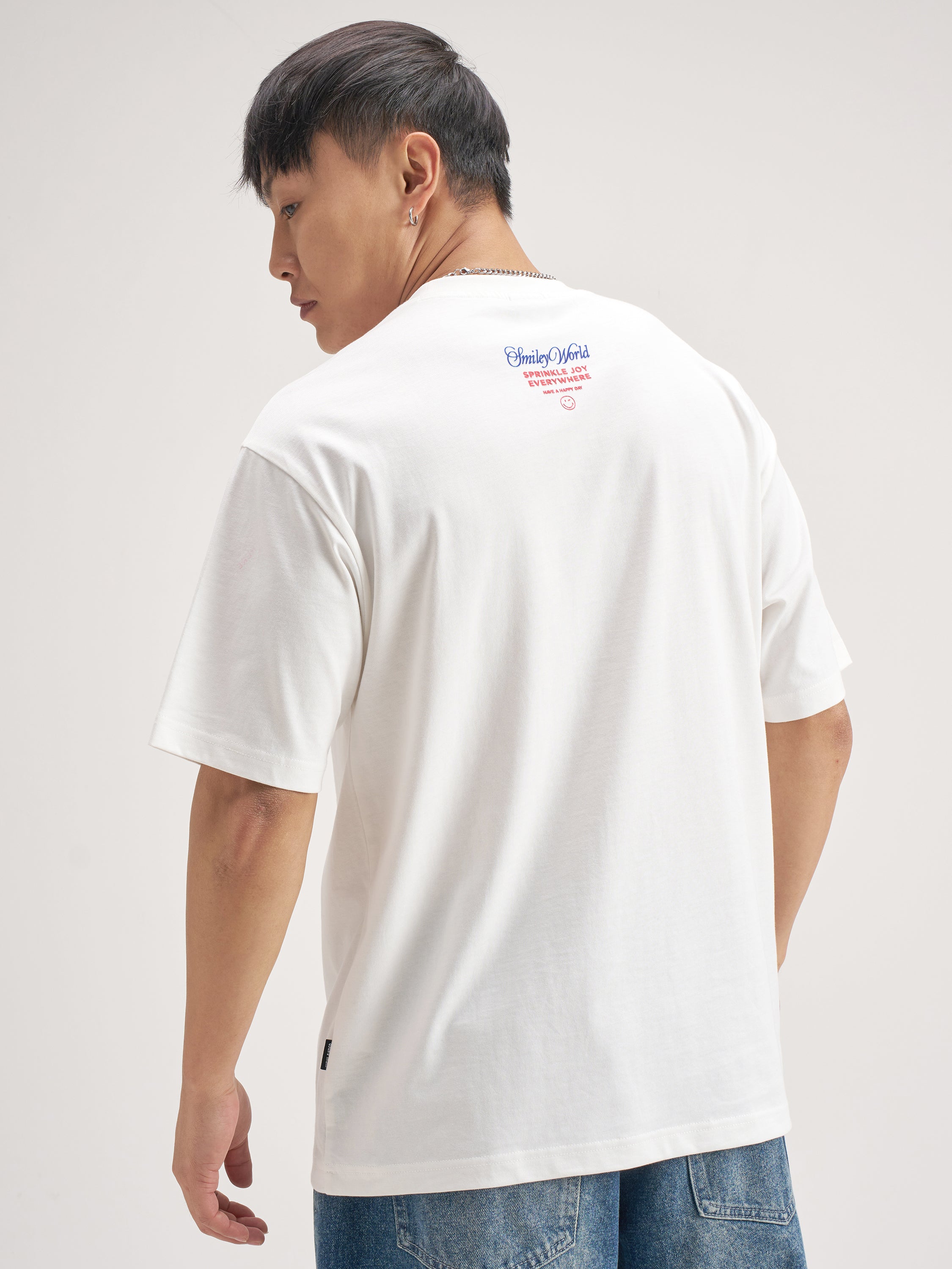 Highlander Men White SmileyWorld® Printed Round Neck T-Shirt - White - Image 3