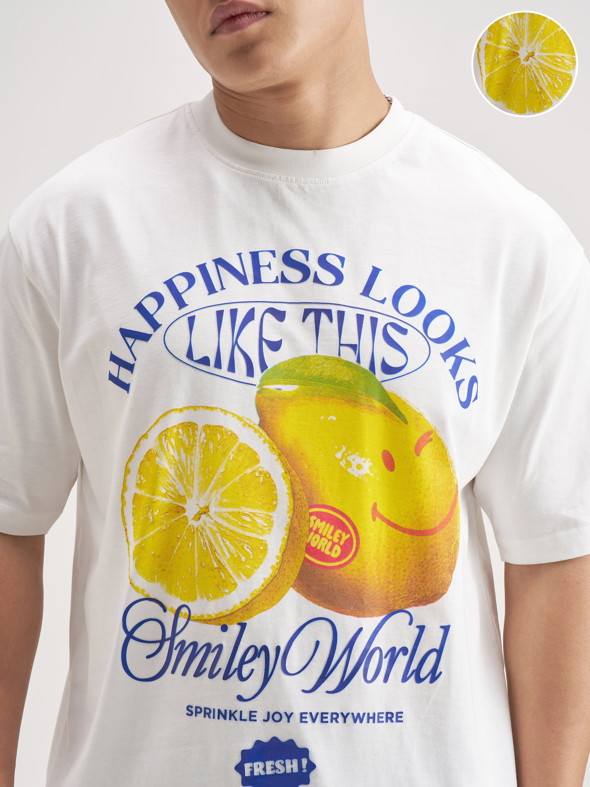 Highlander Men White SmileyWorld® Printed Round Neck T-Shirt - White - Image 5
