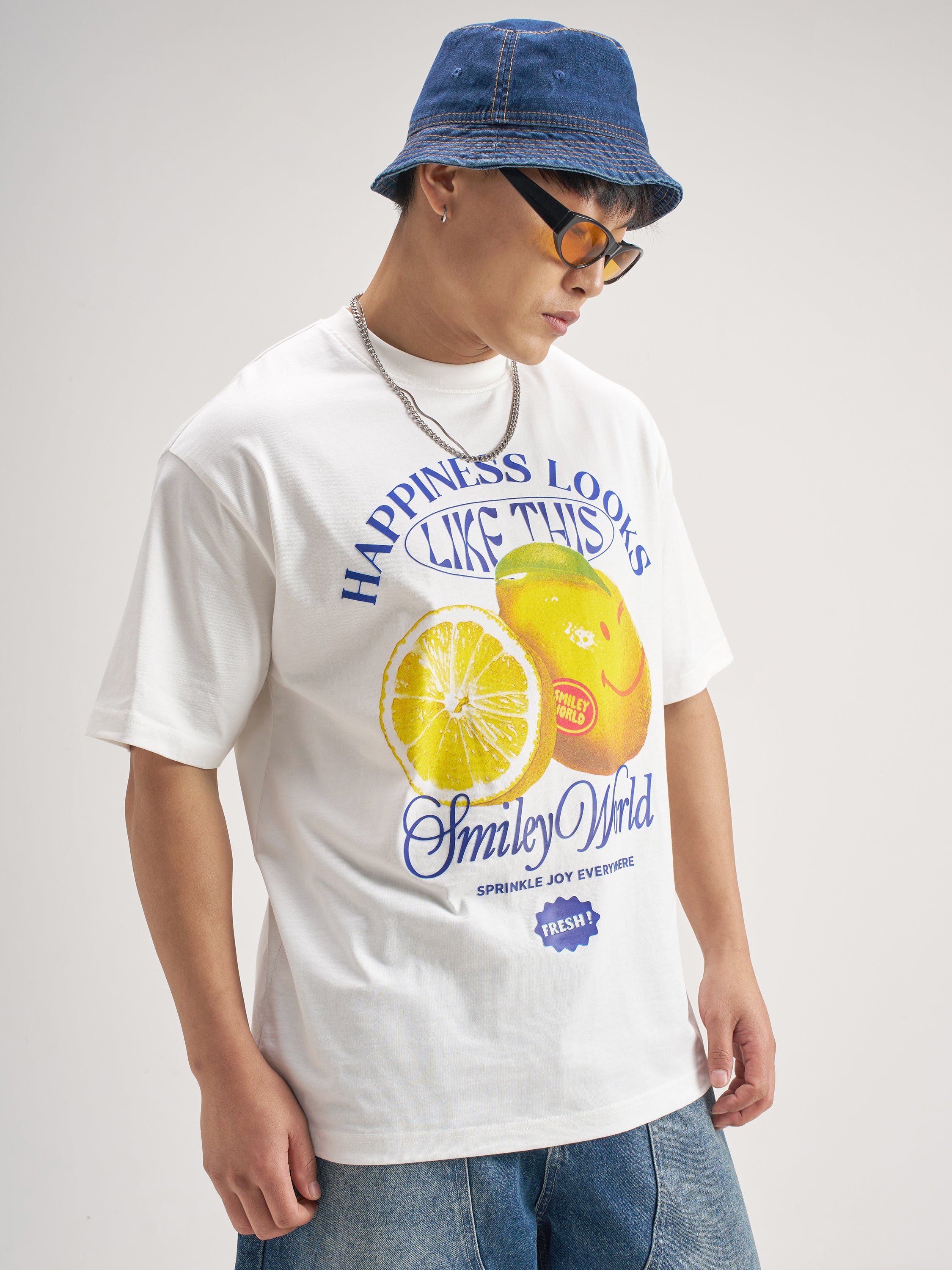 Highlander Men White SmileyWorld® Printed Round Neck T-Shirt - White - Image 6