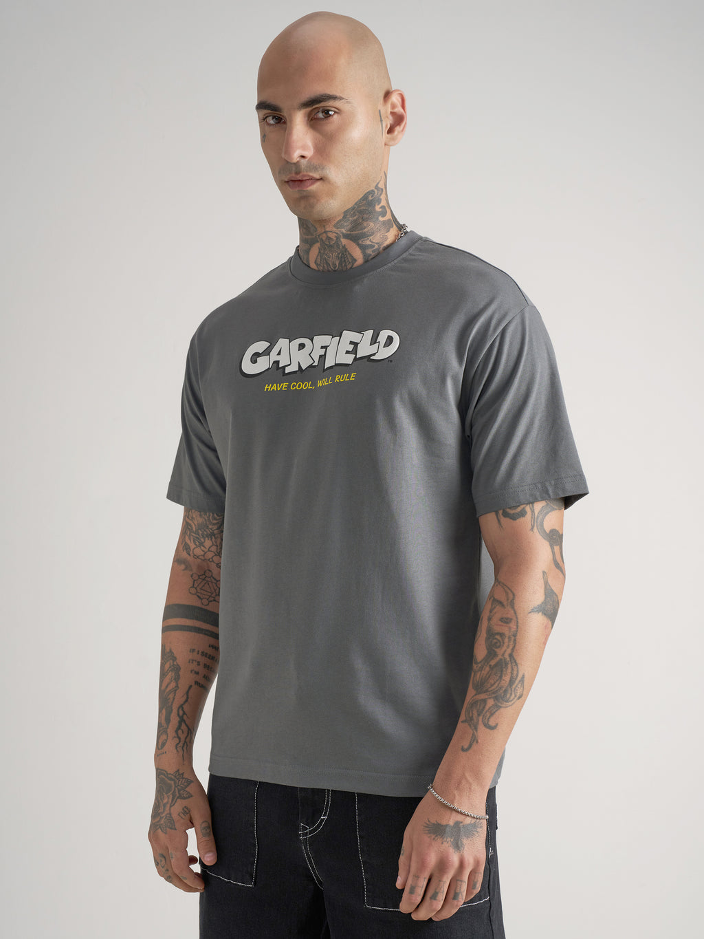 Highlander Men Grey Garfield Printed Round Neck T-Shirt - Grey - Image 4