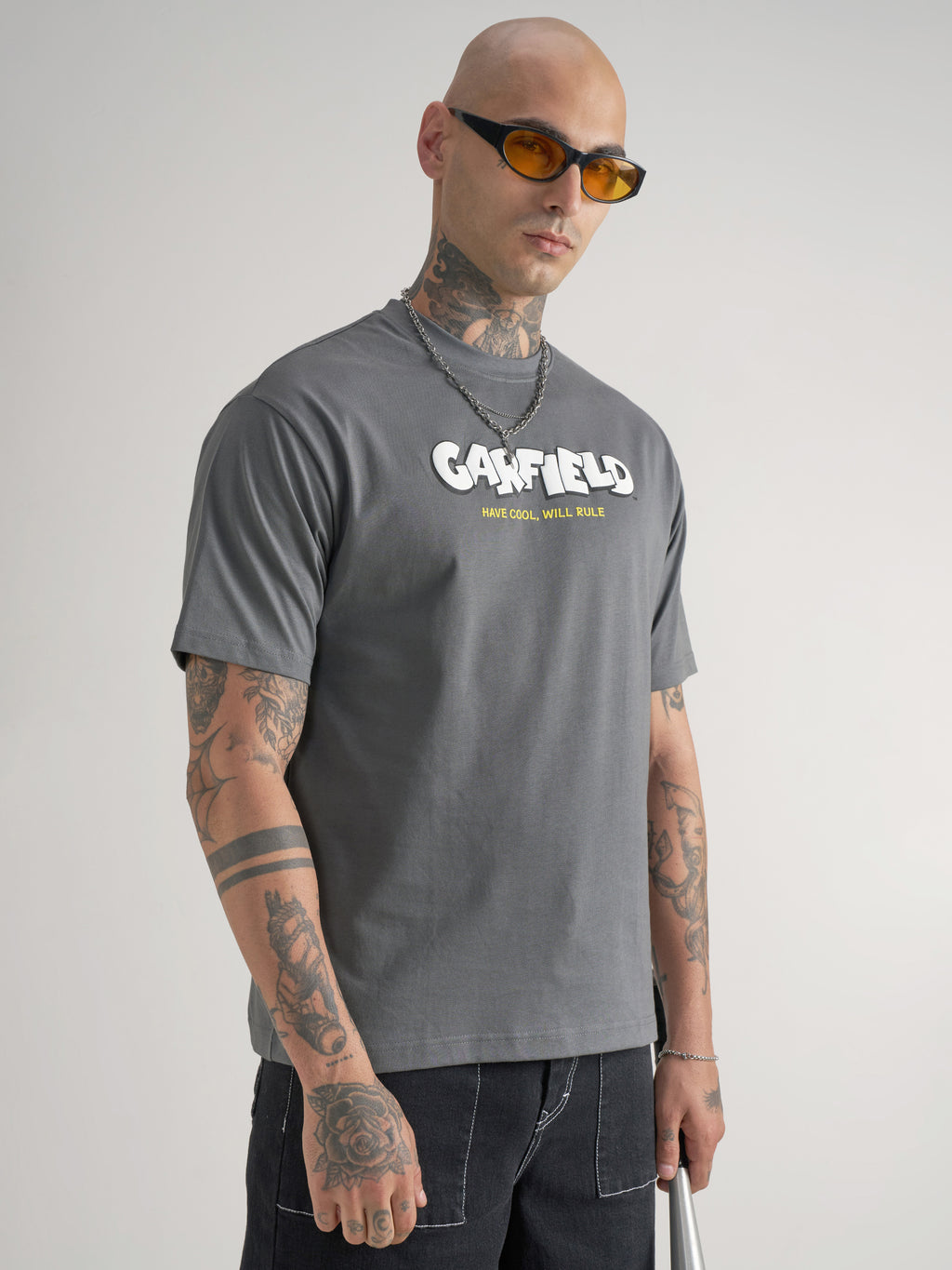 Highlander Men Grey Garfield Printed Round Neck T-Shirt - Grey - Image 6