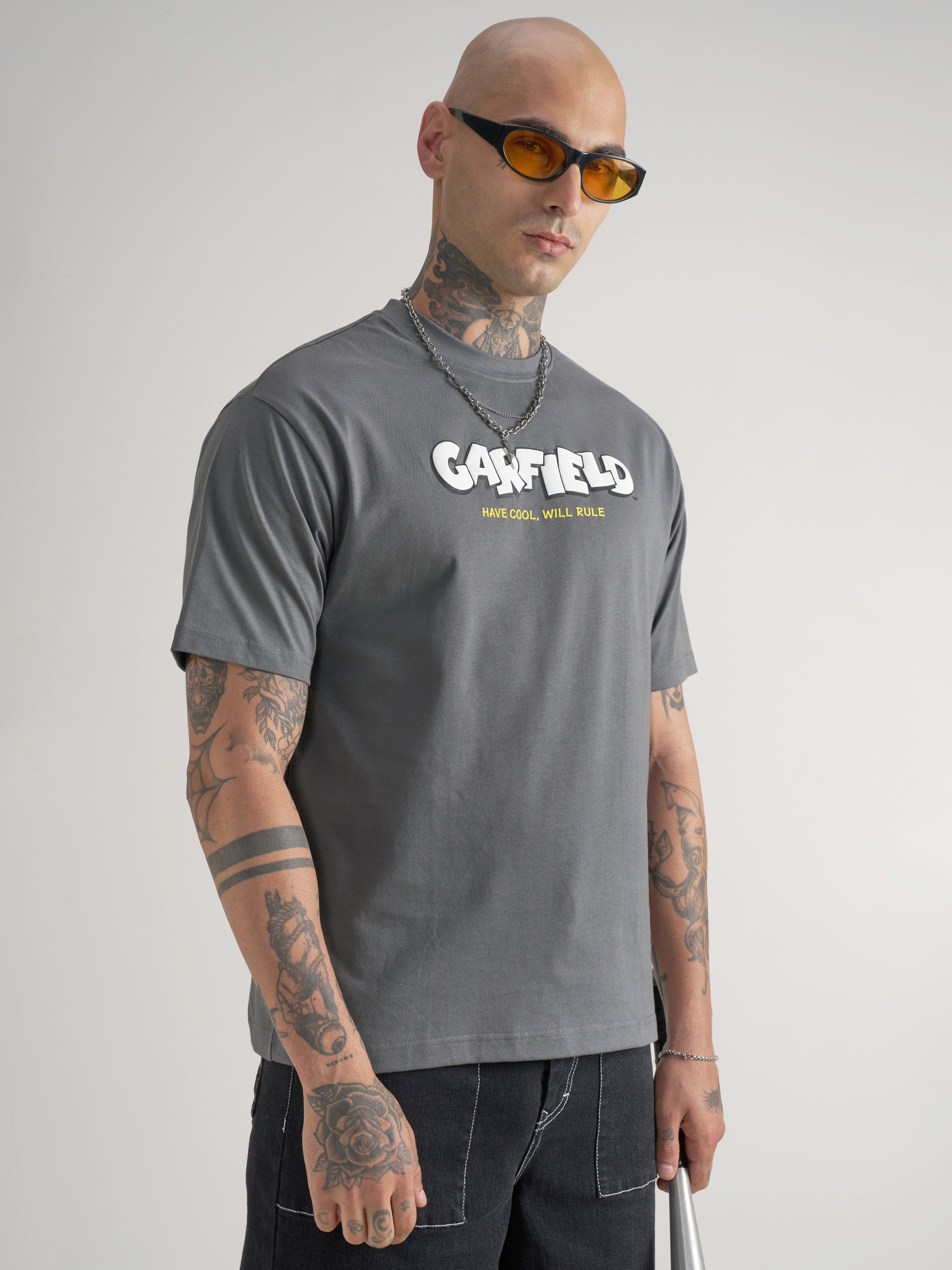 Highlander Men Grey Garfield Printed Round Neck T-Shirt - Grey - Image 6
