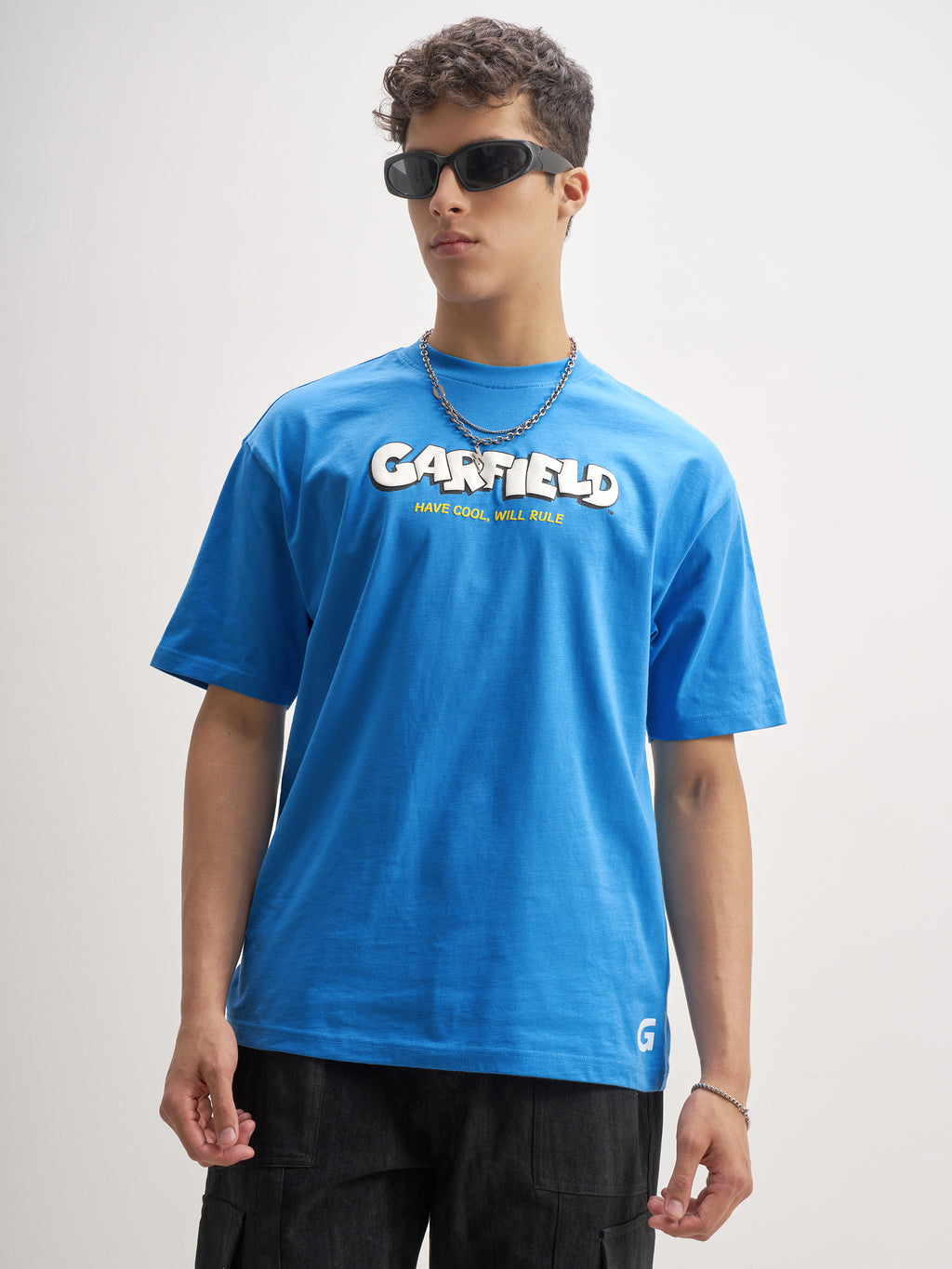 Highlander Men Blue Garfield Printed Round Neck T-Shirt - Blue - Image 3