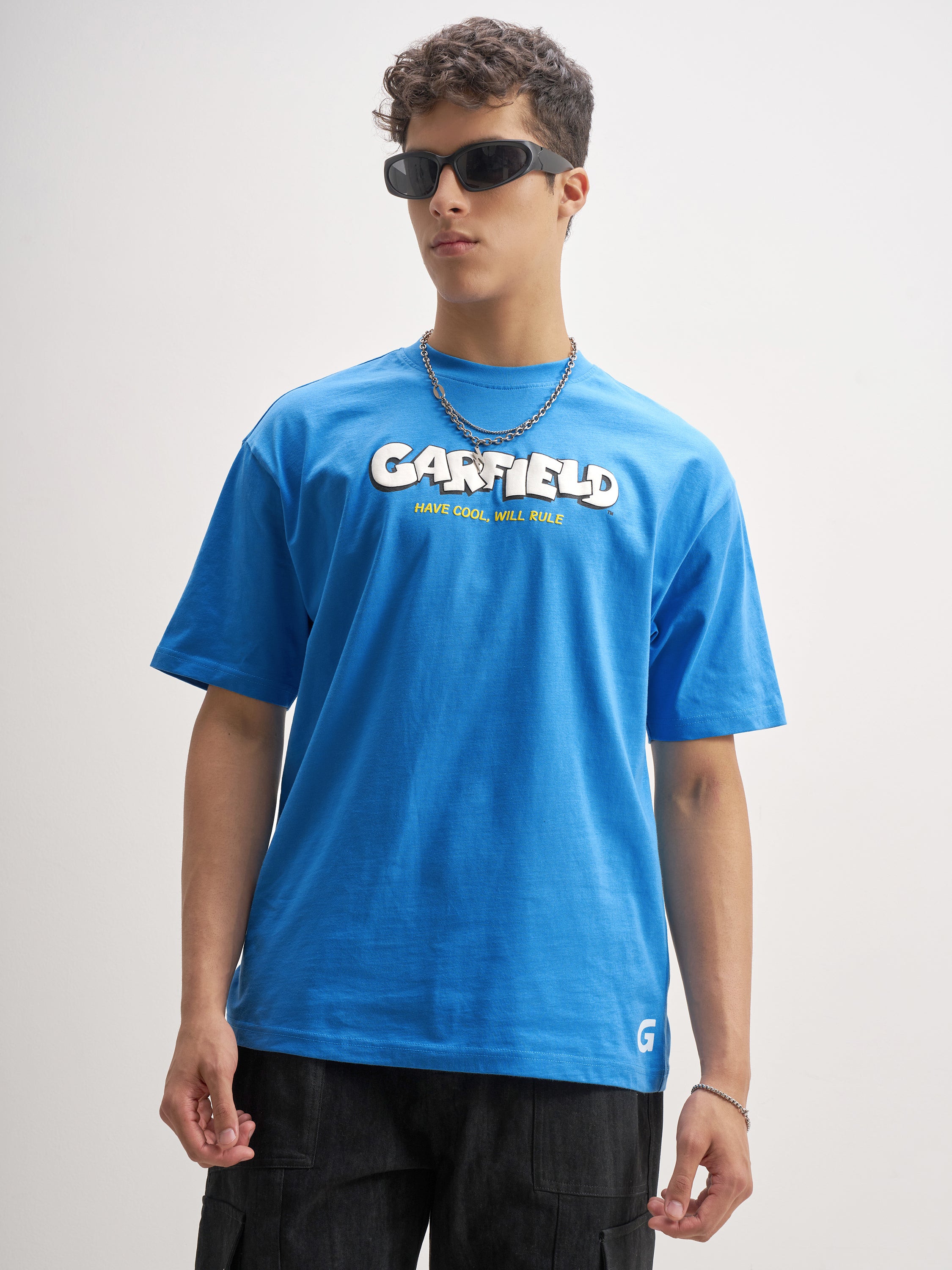 Highlander Men Blue Garfield Printed Round Neck T-Shirt - Blue - Image 3