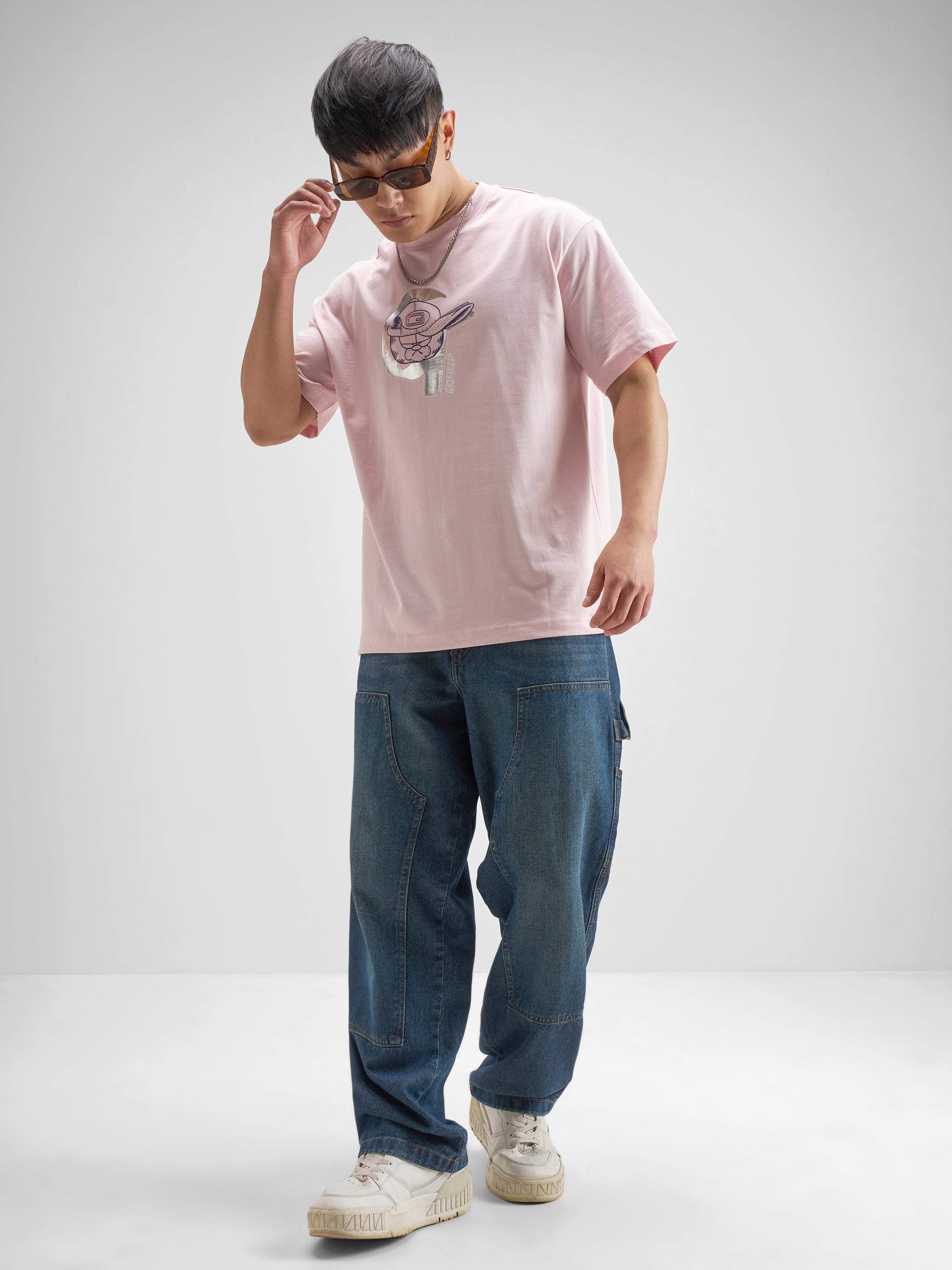 Highlander Men Pink Garfield Printed Round Neck T-Shirt - Pink - Image 2